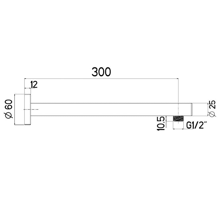 FIXED ARM - 23mm Drop/300mm Long Square