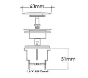 BLACK - Universal Basin Clic Clac Waste