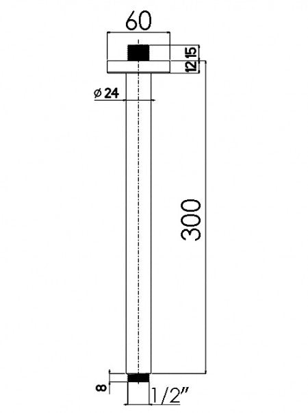 FIXED ARM - Ceiling 300mm