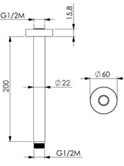 BLACK - Ceiling Shower Arm
