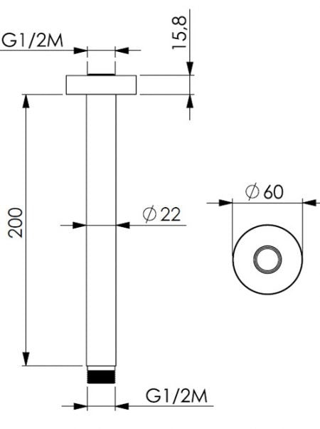 BLACK - Ceiling Shower Arm