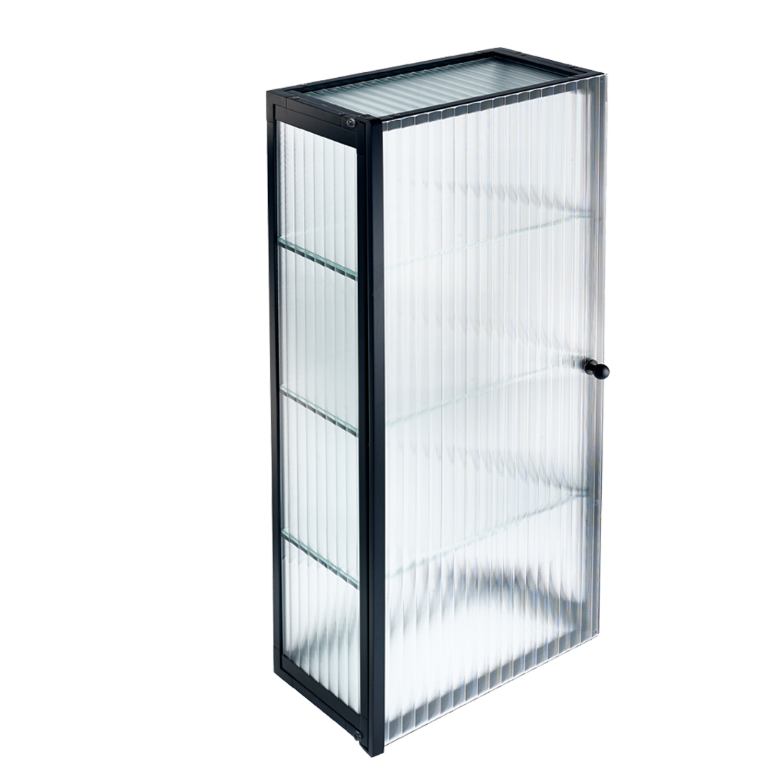 Decor Walther S 3 Glass cabinet with striped glass black matt