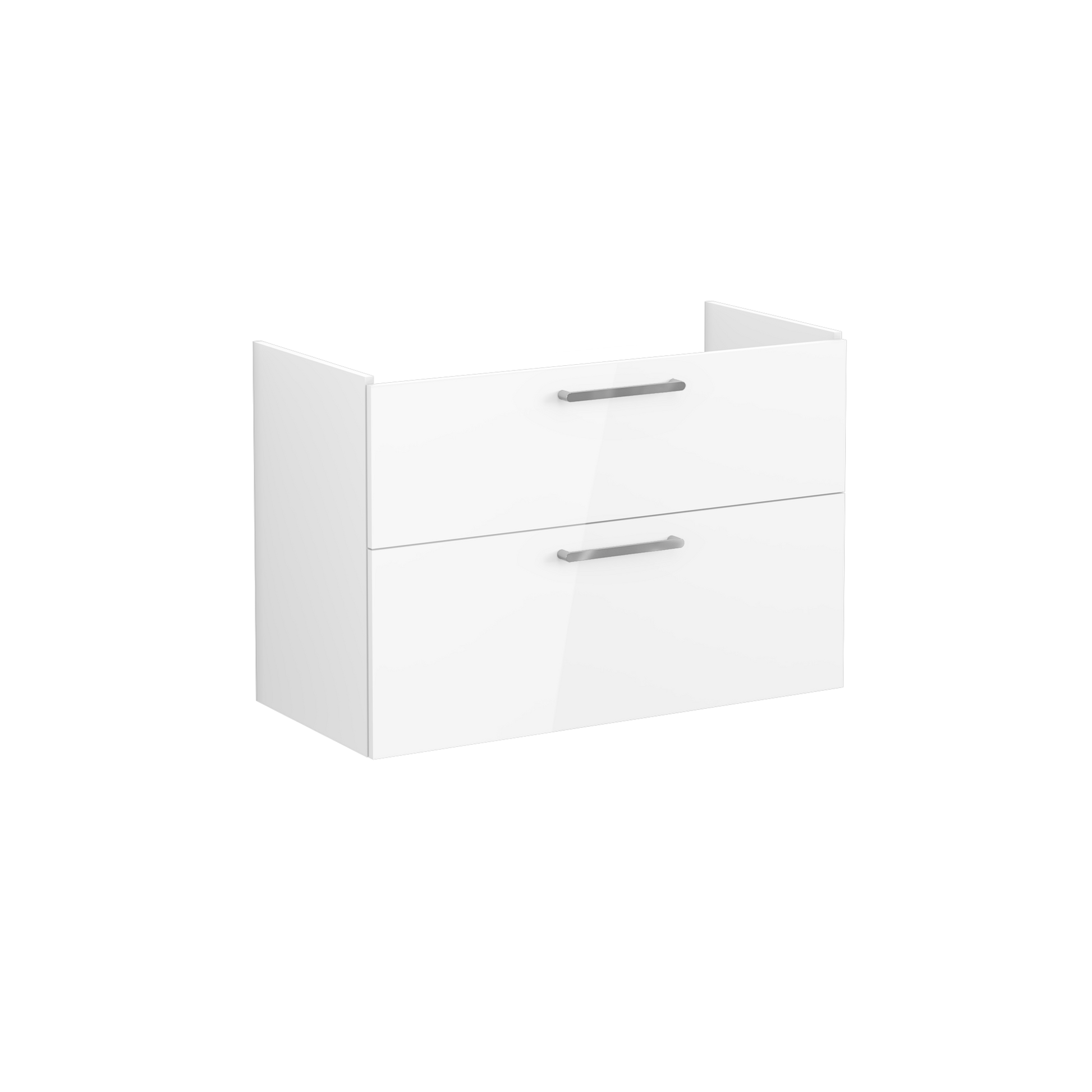 Root Washbasin Unit, With Two Drawers, High Gloss White, Without Washbasin
