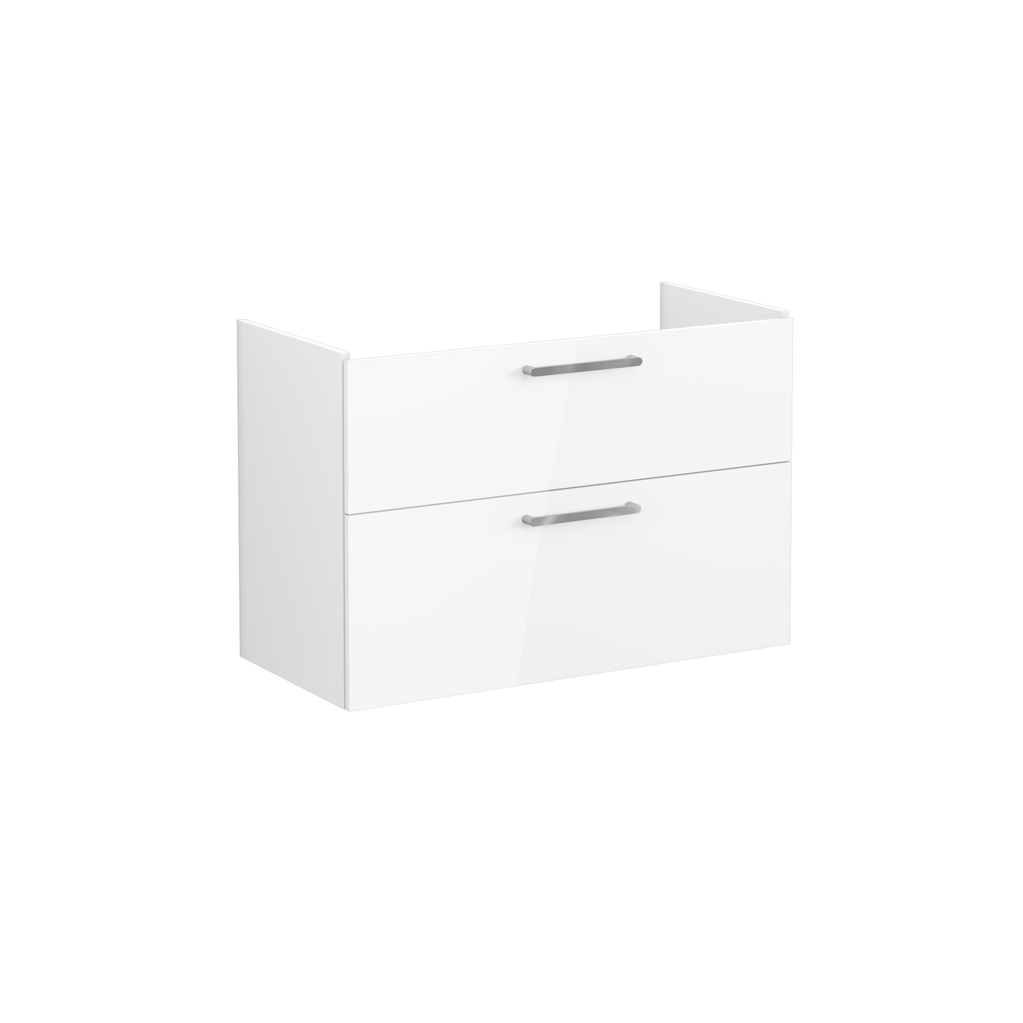 Root Washbasin Unit, With Two Drawers, High Gloss White, Without Washbasin