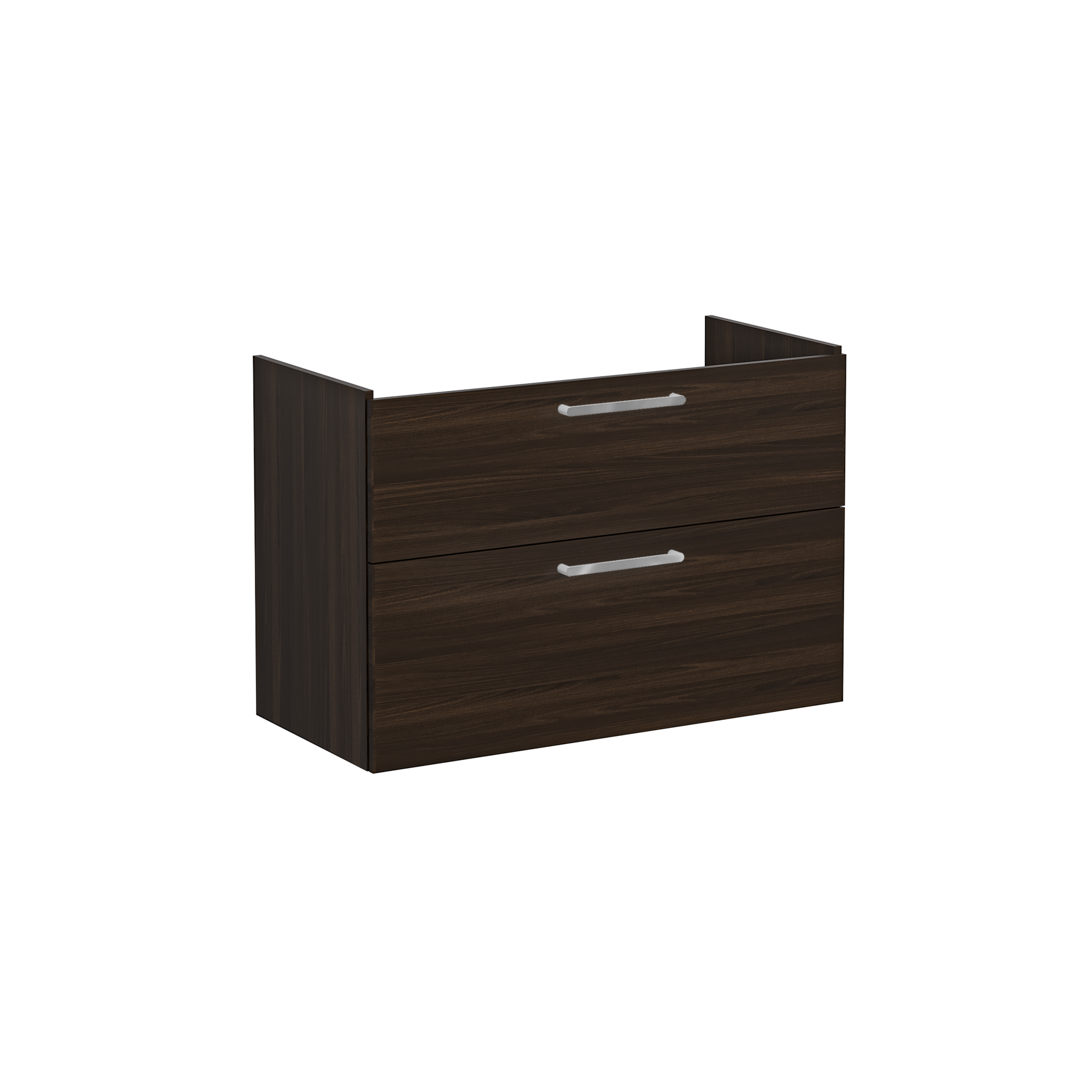 Root Washbasin Unit, With Two Drawers, Walnut, Without Washbasin