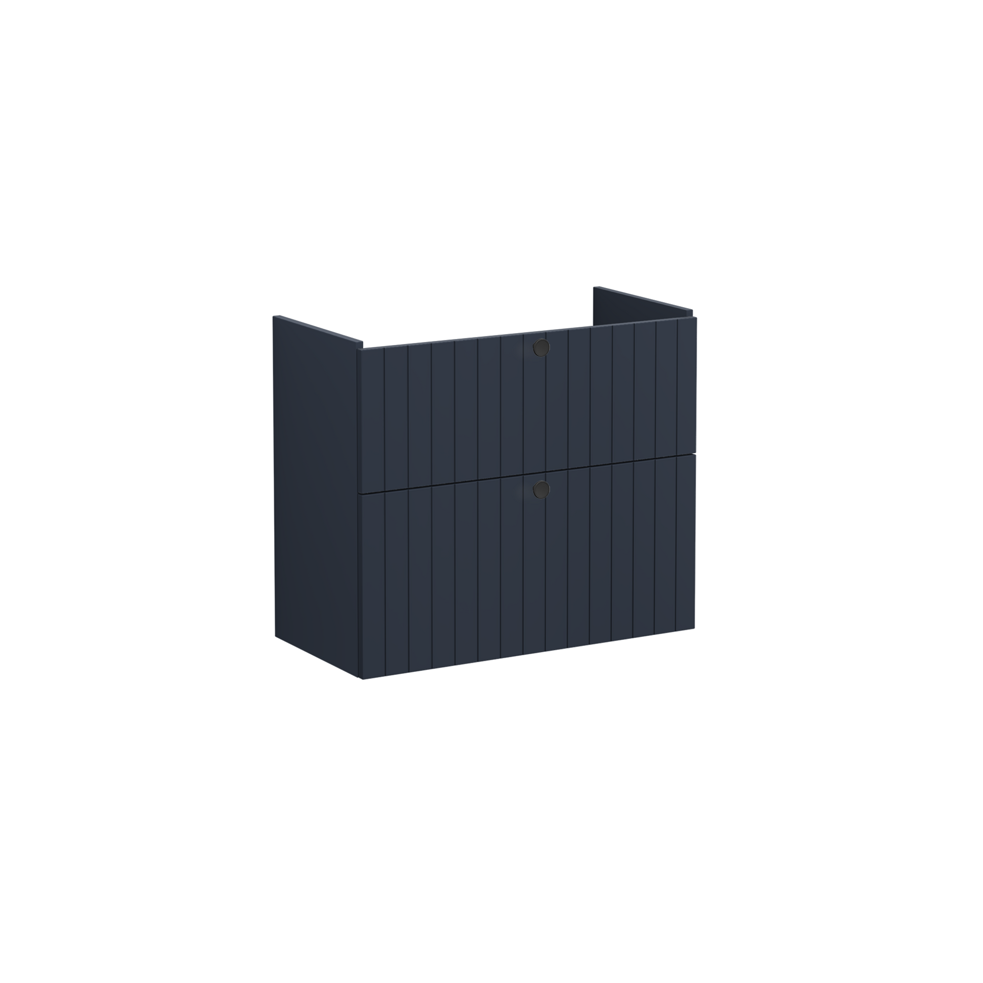 Root Groove Washbasin Unit, with two drawers, compact, Matt Dark Blue, without washbasin
