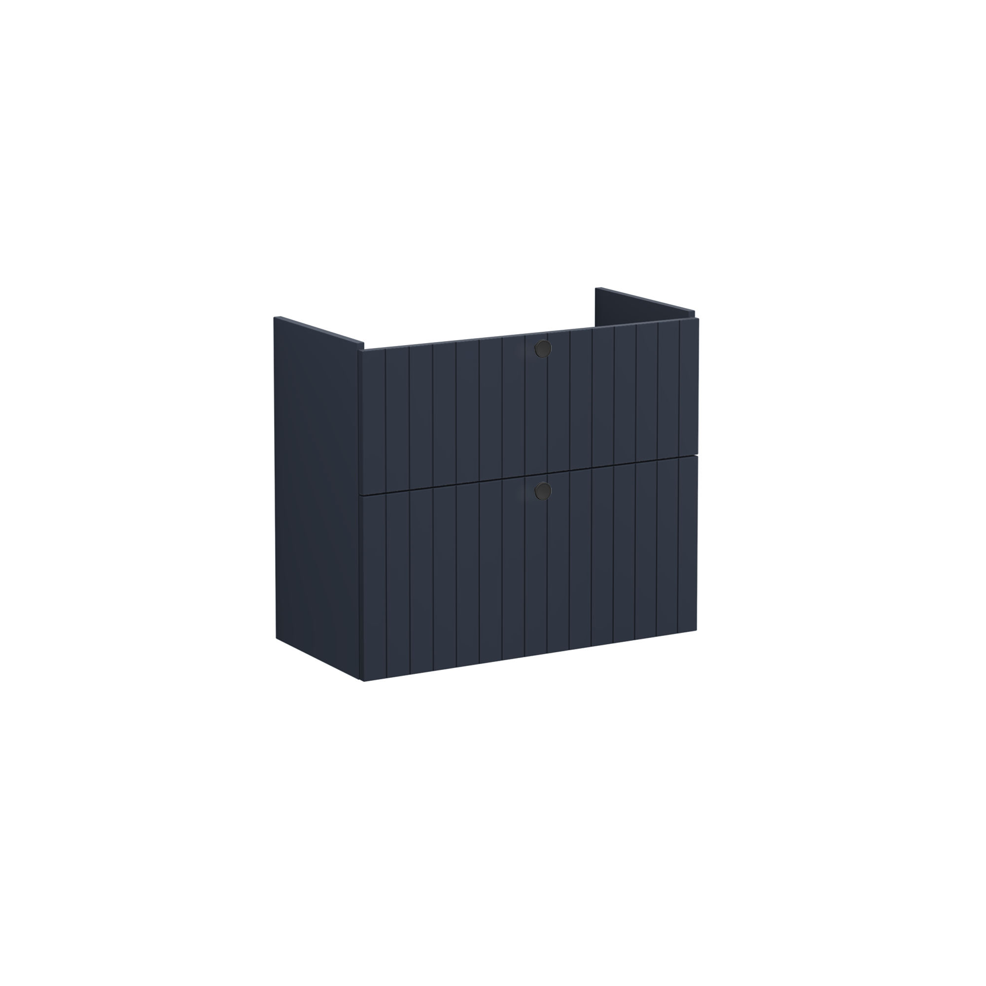 Root Groove Washbasin Unit, with two drawers, compact, Matt Dark Blue, without washbasin