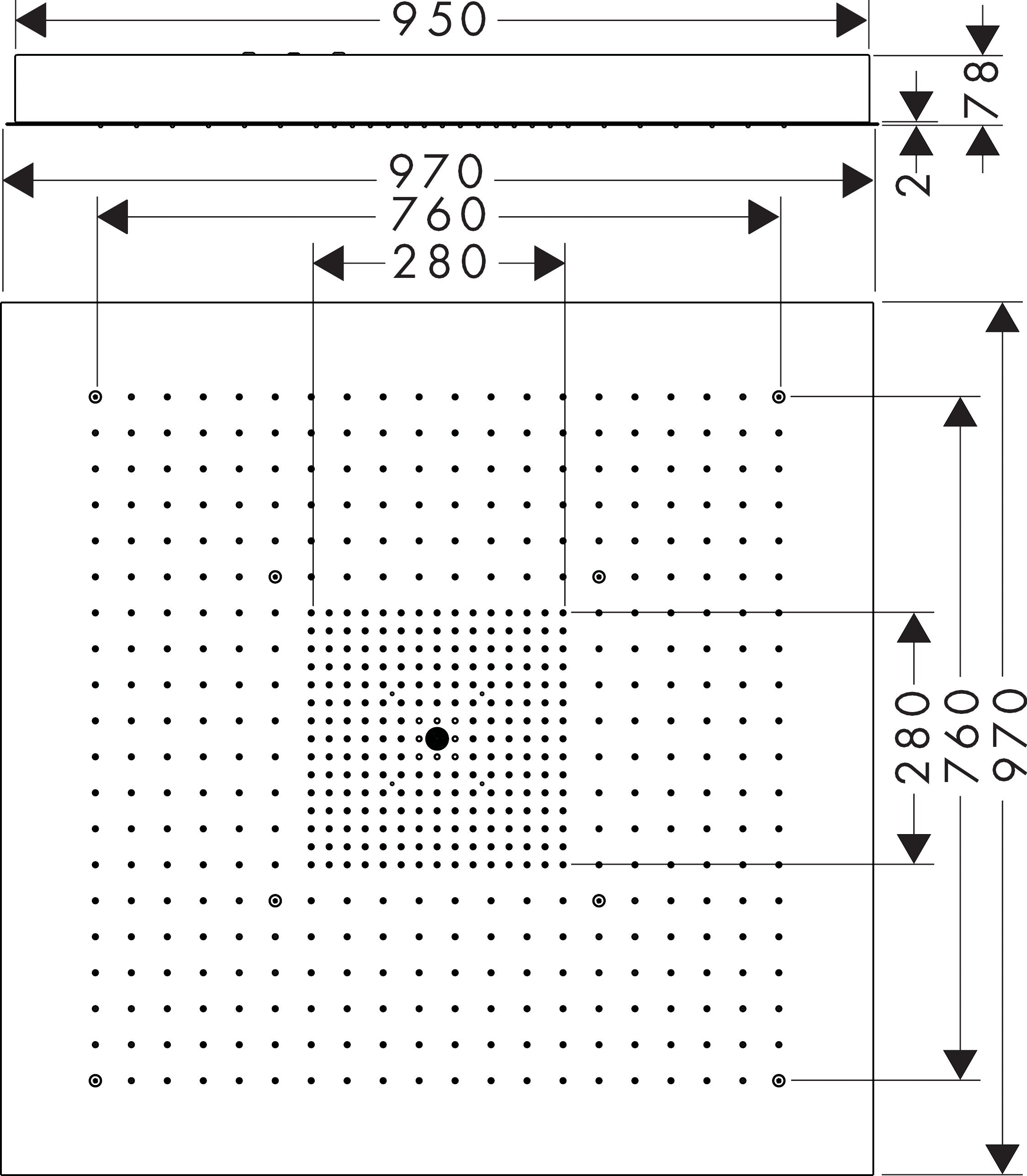 AXOR ShowerSolutions ShowerHeaven 970/970 3jet overhead shower without lighting