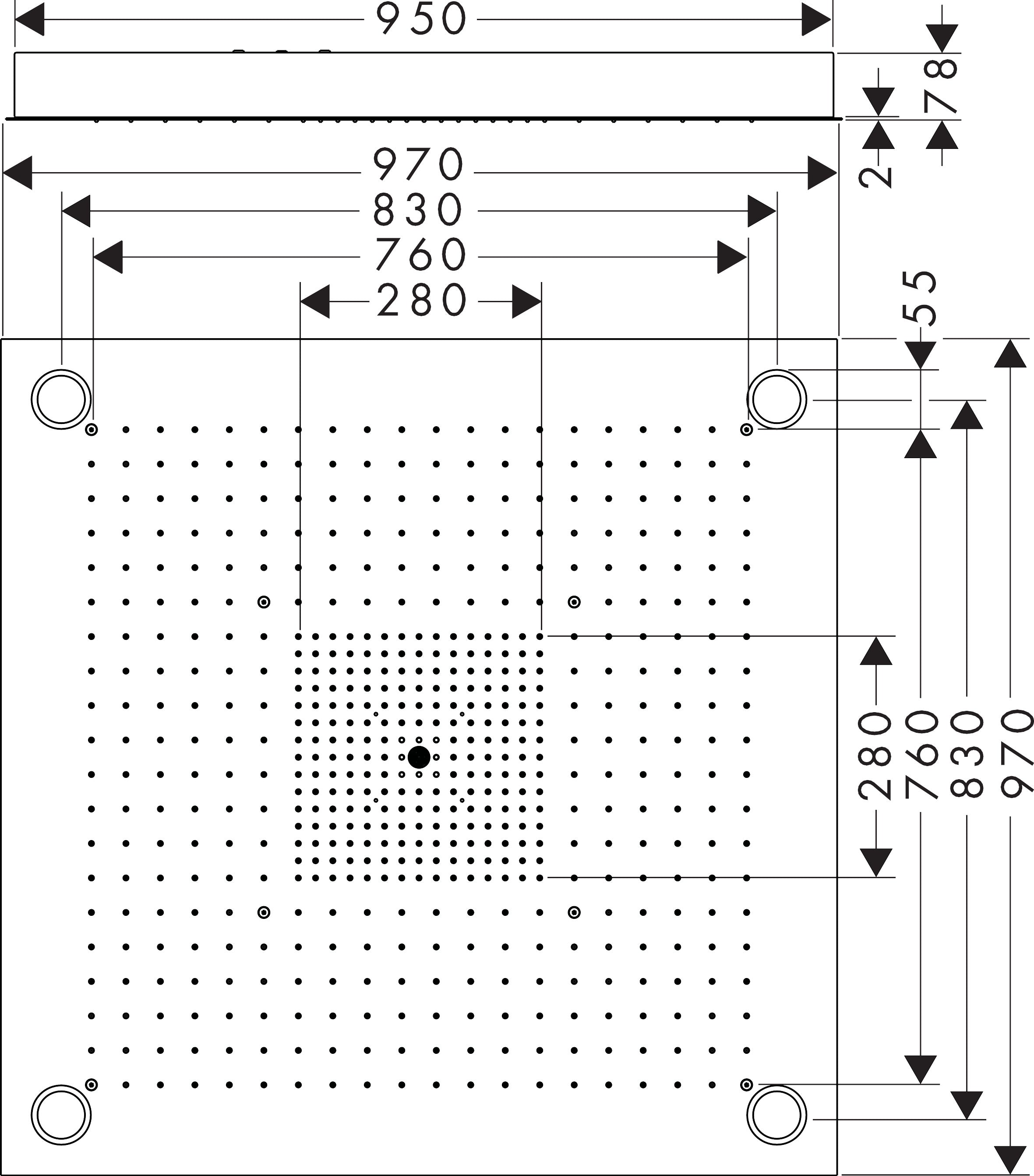AXOR ShowerSolutions ShowerHeaven 970/970 3jet overhead shower with lighting