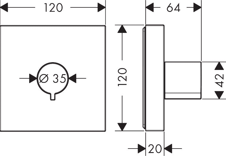 AXOR ShowerSolutions Shut-off valve square 120 mm x 120 mm for concealed installation