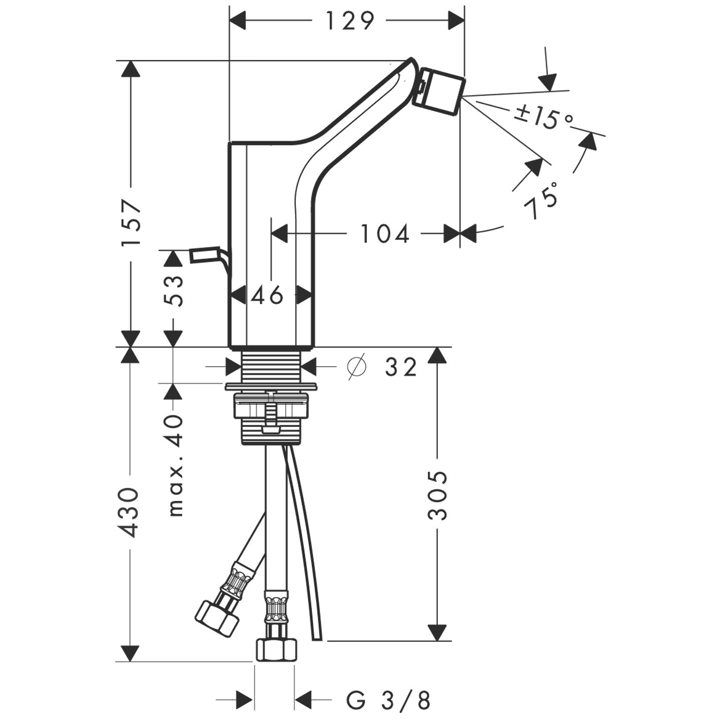 AXOR Urquiola Single lever bidet mixer with pop-up waste