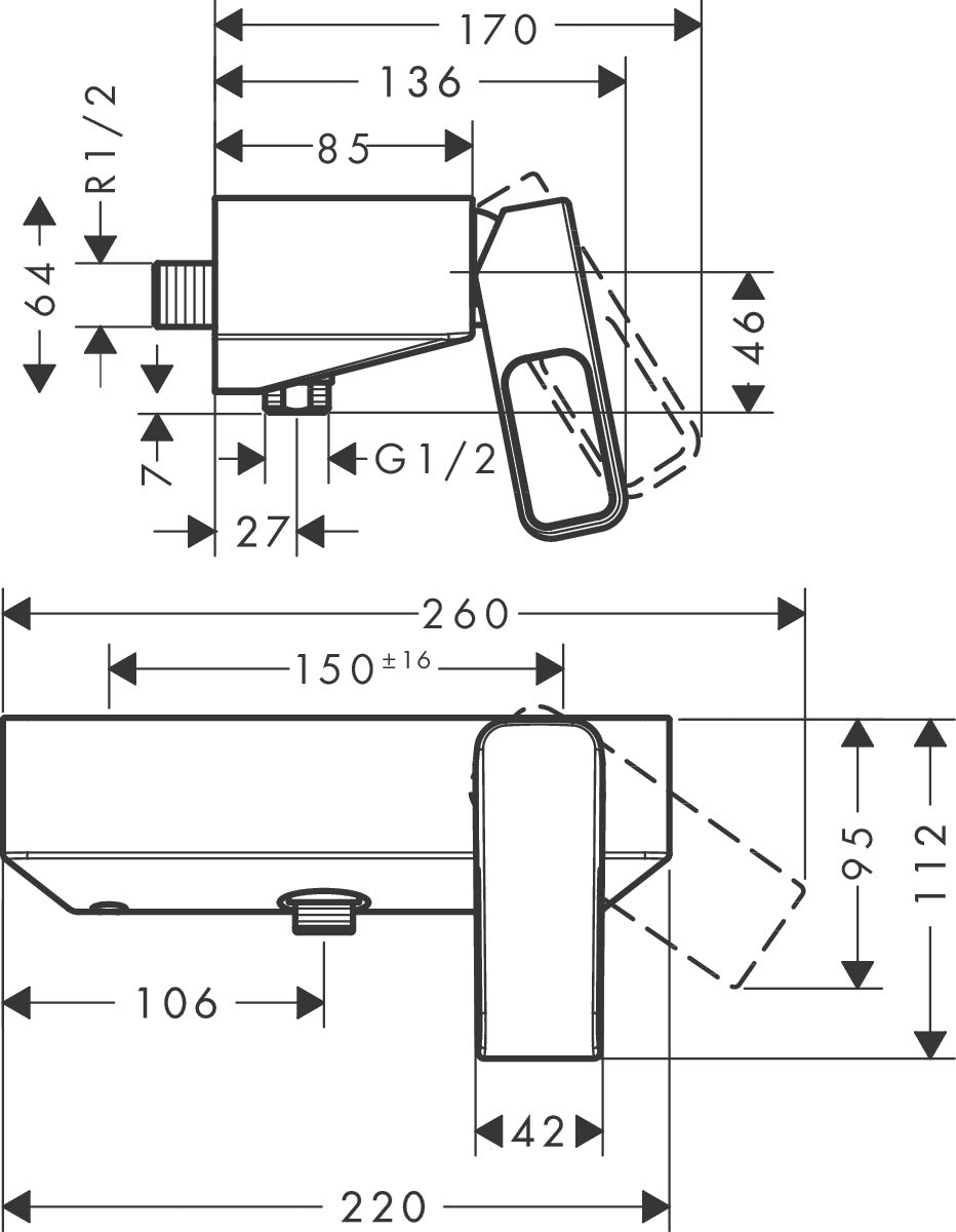 AXOR Urquiola Single lever manual shower mixer for exposed installation