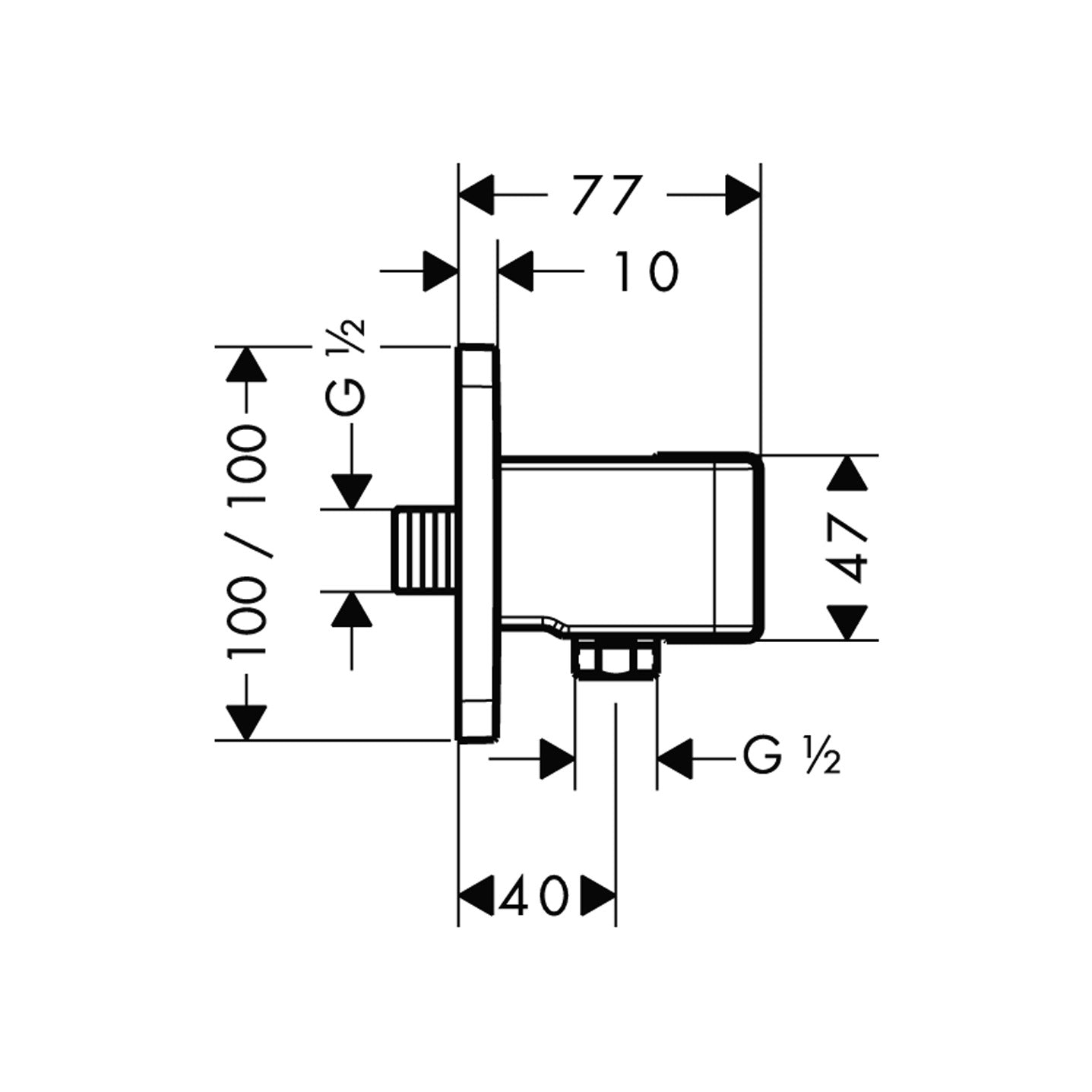 AXOR ShowerSolutions Porter unit and wall outlet softsquare