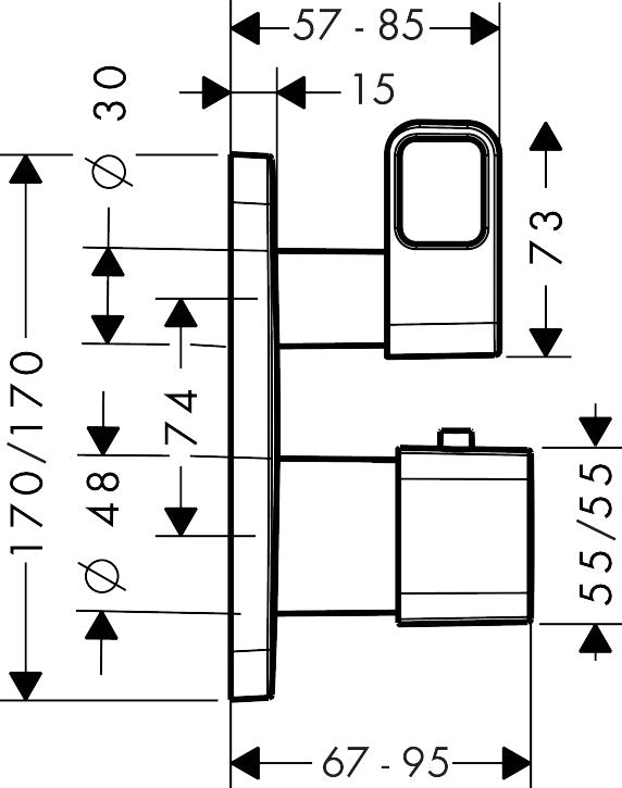 AXOR Urquiola Thermostatic mixer for concealed installation with shut-off / diverter valve
