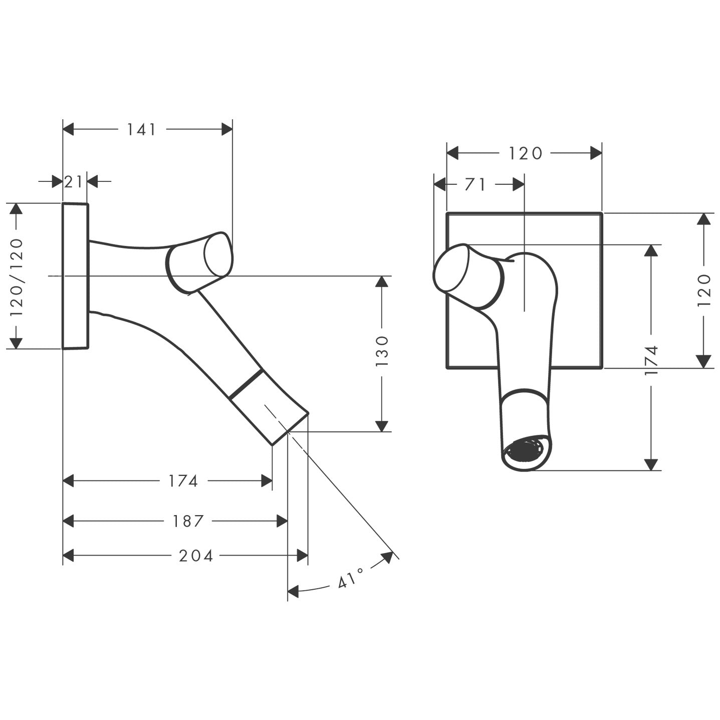 AXOR Starck Organic 2-handle basin mixer for concealed installation wall-mounted with spout 187 mm