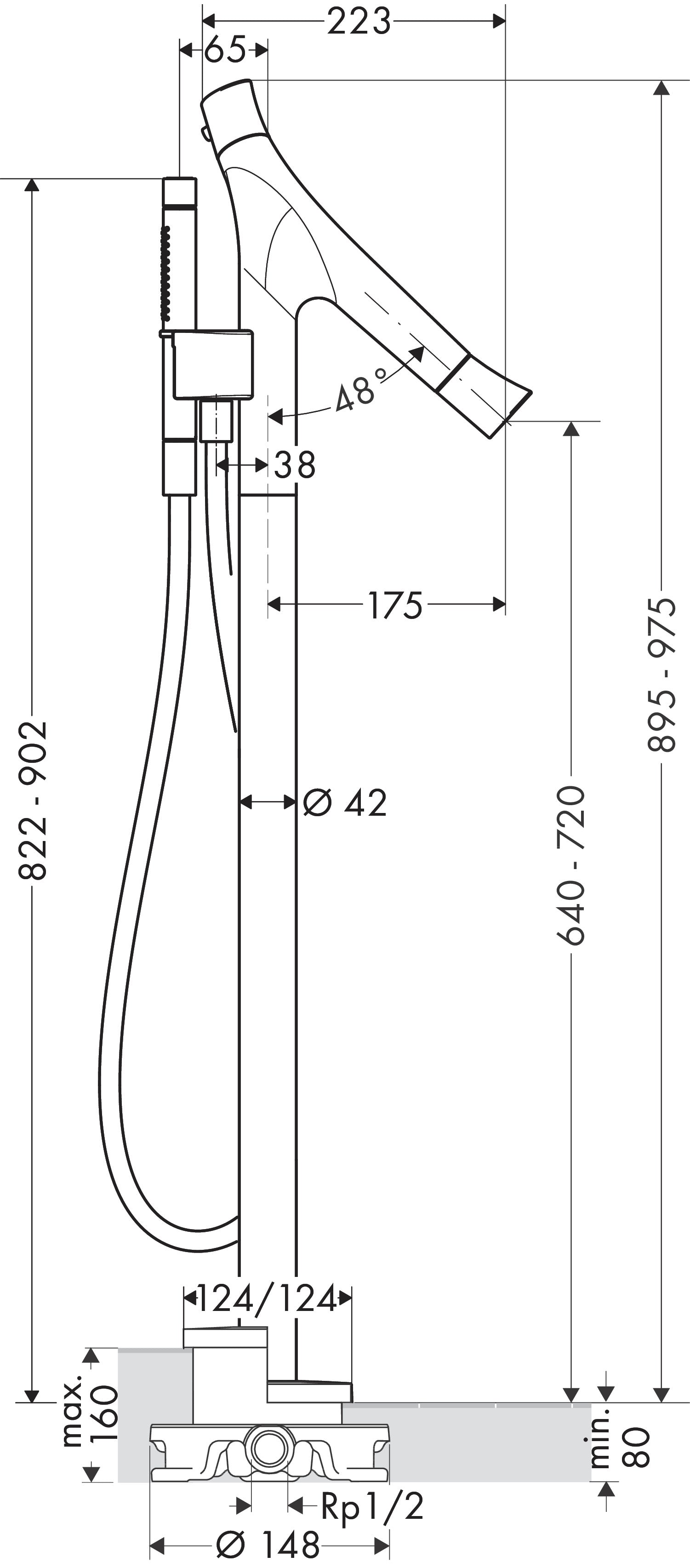 AXOR Starck Organic Thermostatic bath mixer floor-standing
