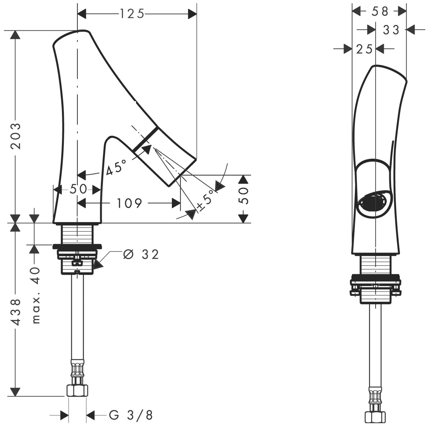 AXOR Starck Organic Pillar tap without waste