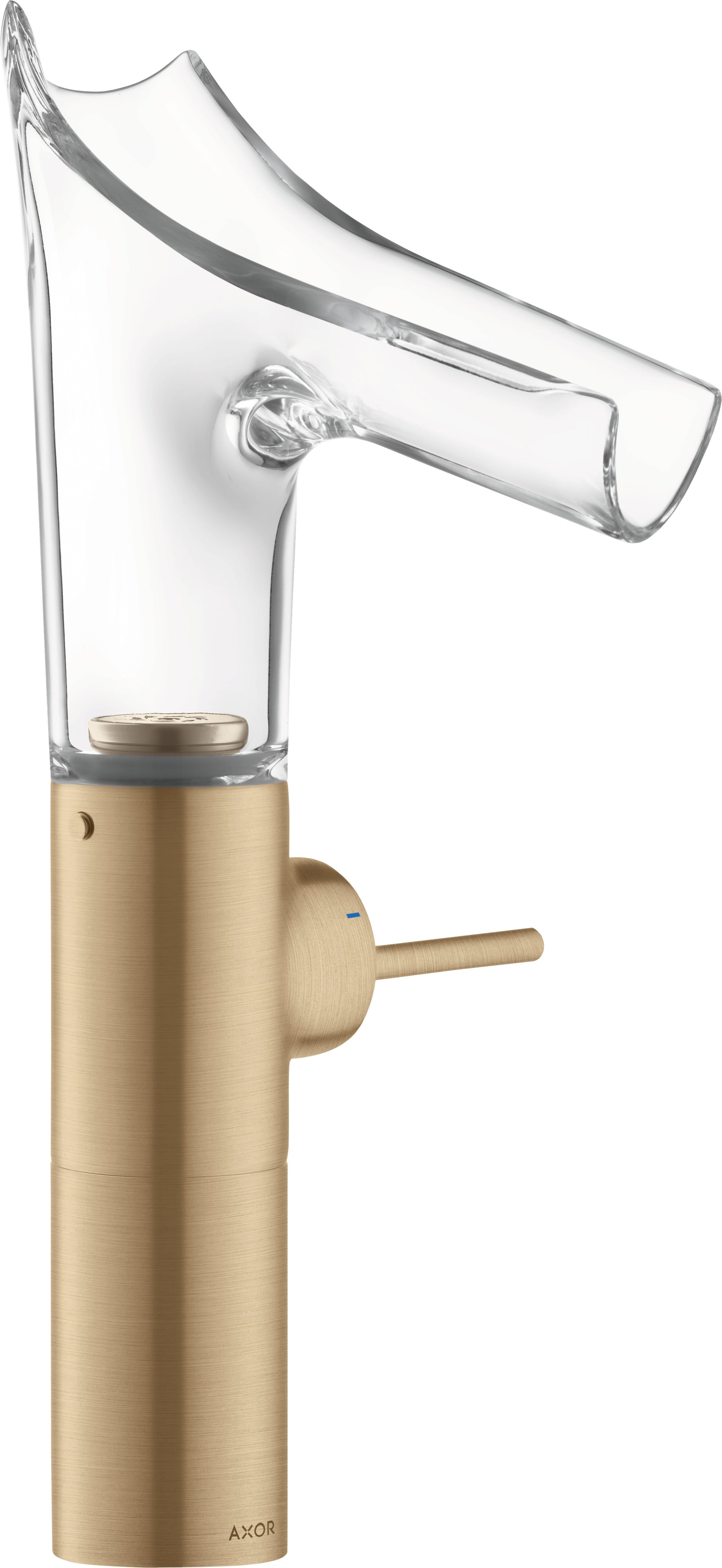 AXOR Starck V Single lever basin mixer 220 with glass spout for wash bowls without waste