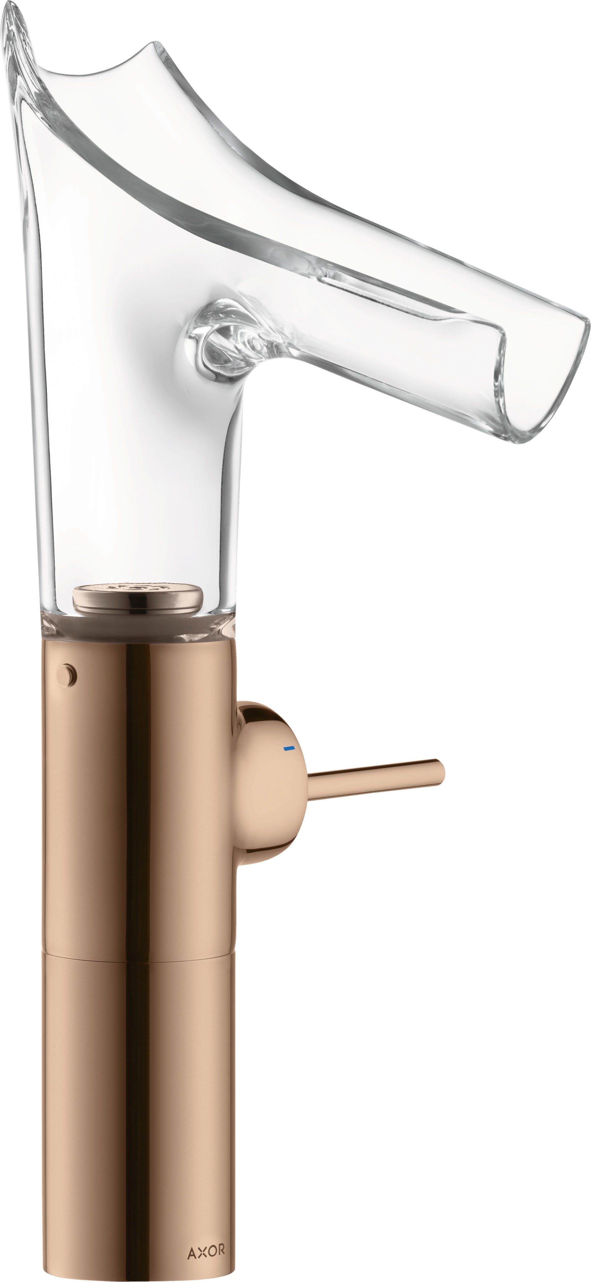 AXOR Starck V Single lever basin mixer 220 with glass spout for wash bowls without waste