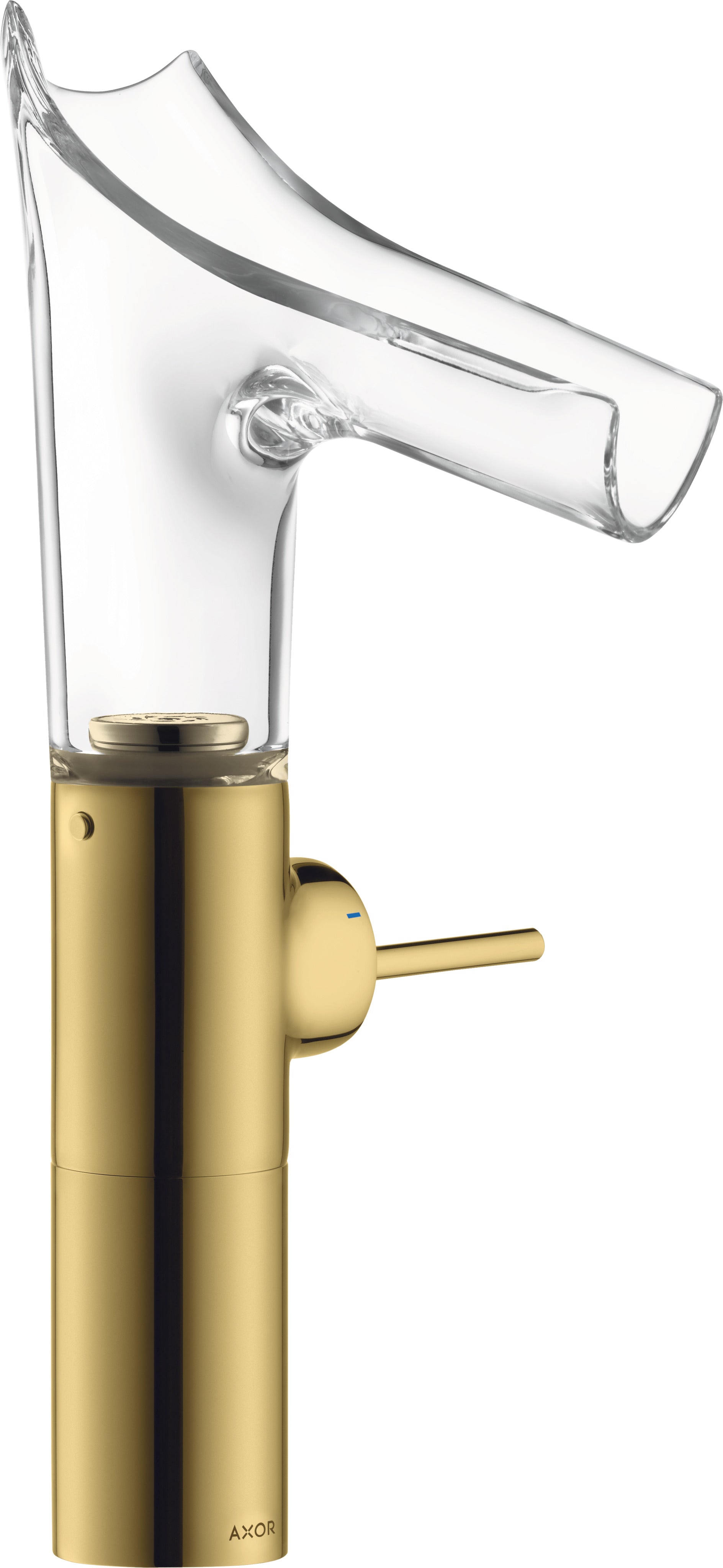 AXOR Starck V Single lever basin mixer 220 with glass spout for wash bowls without waste