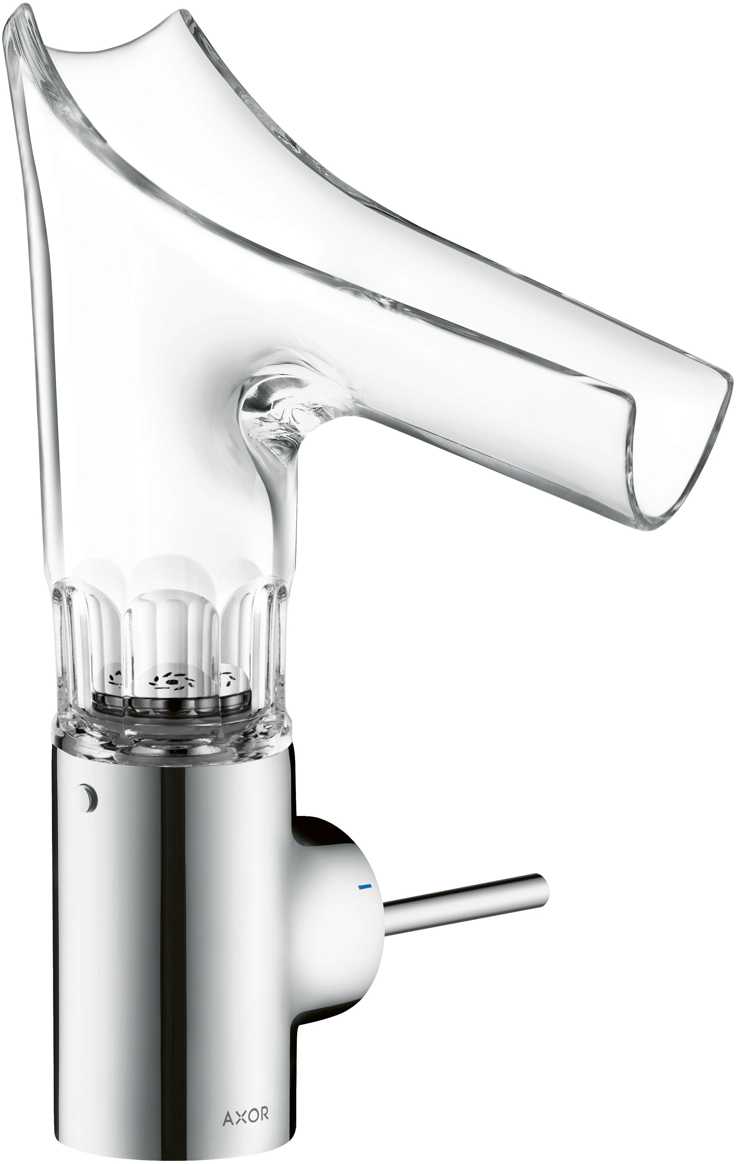 AXOR Starck V Single lever basin mixer 140 with glass spout - bevel cut without waste