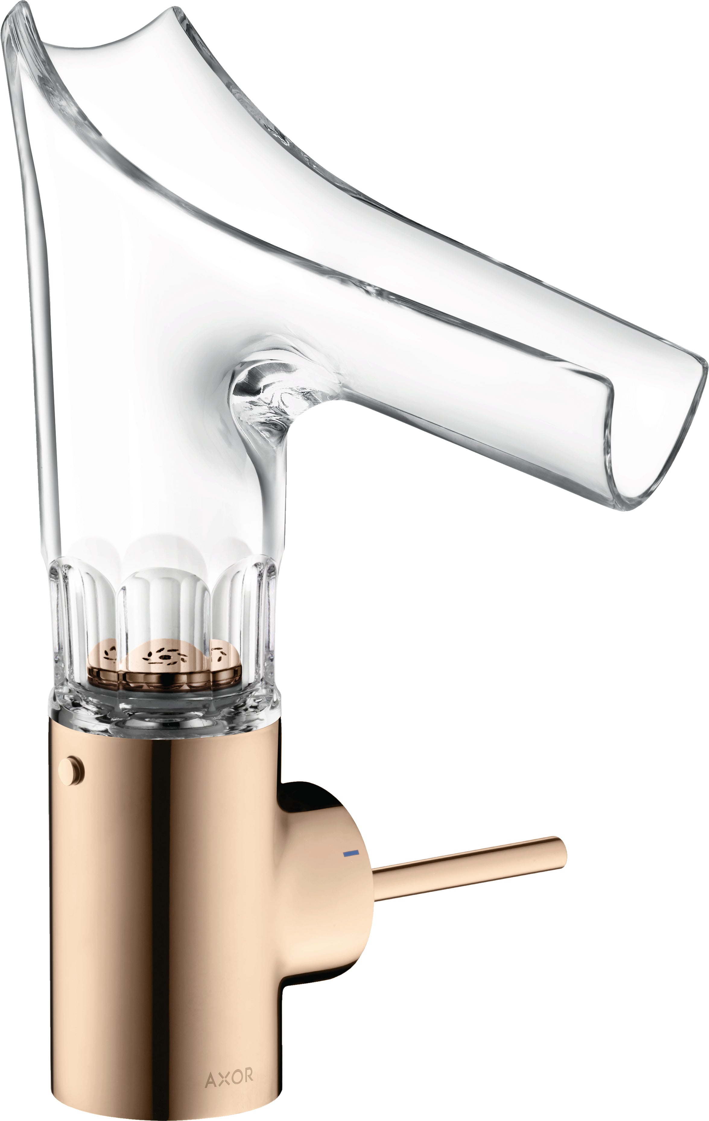 AXOR Starck V Single lever basin mixer 140 with glass spout - bevel cut without waste