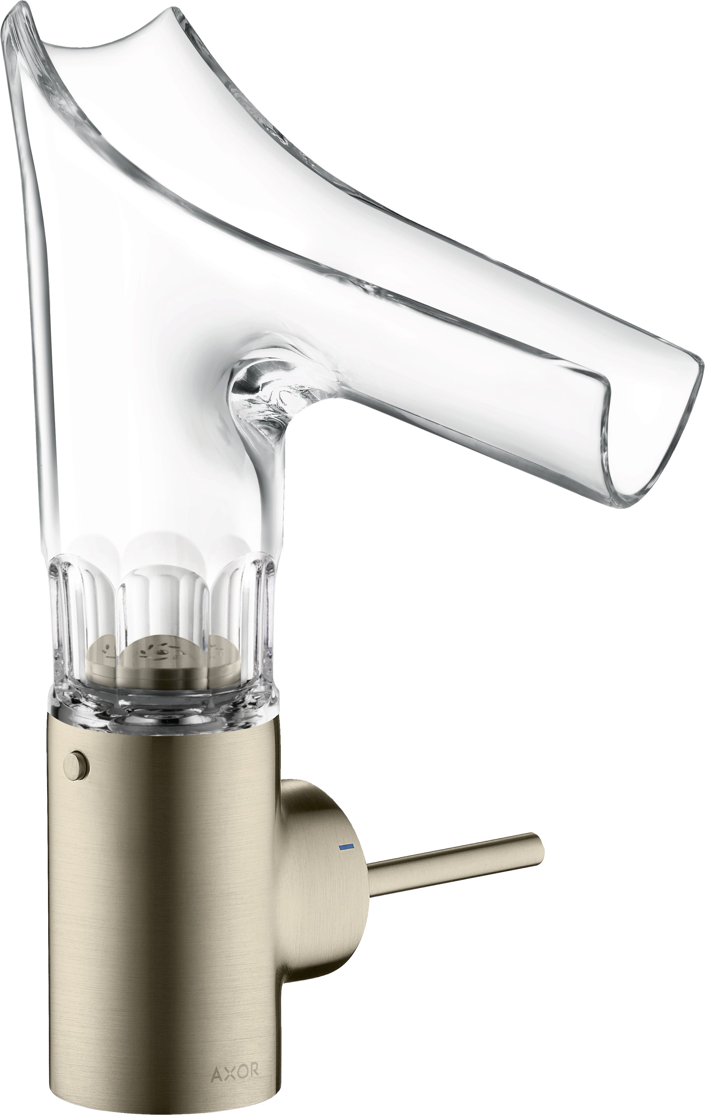 AXOR Starck V Single lever basin mixer 140 with glass spout - bevel cut without waste