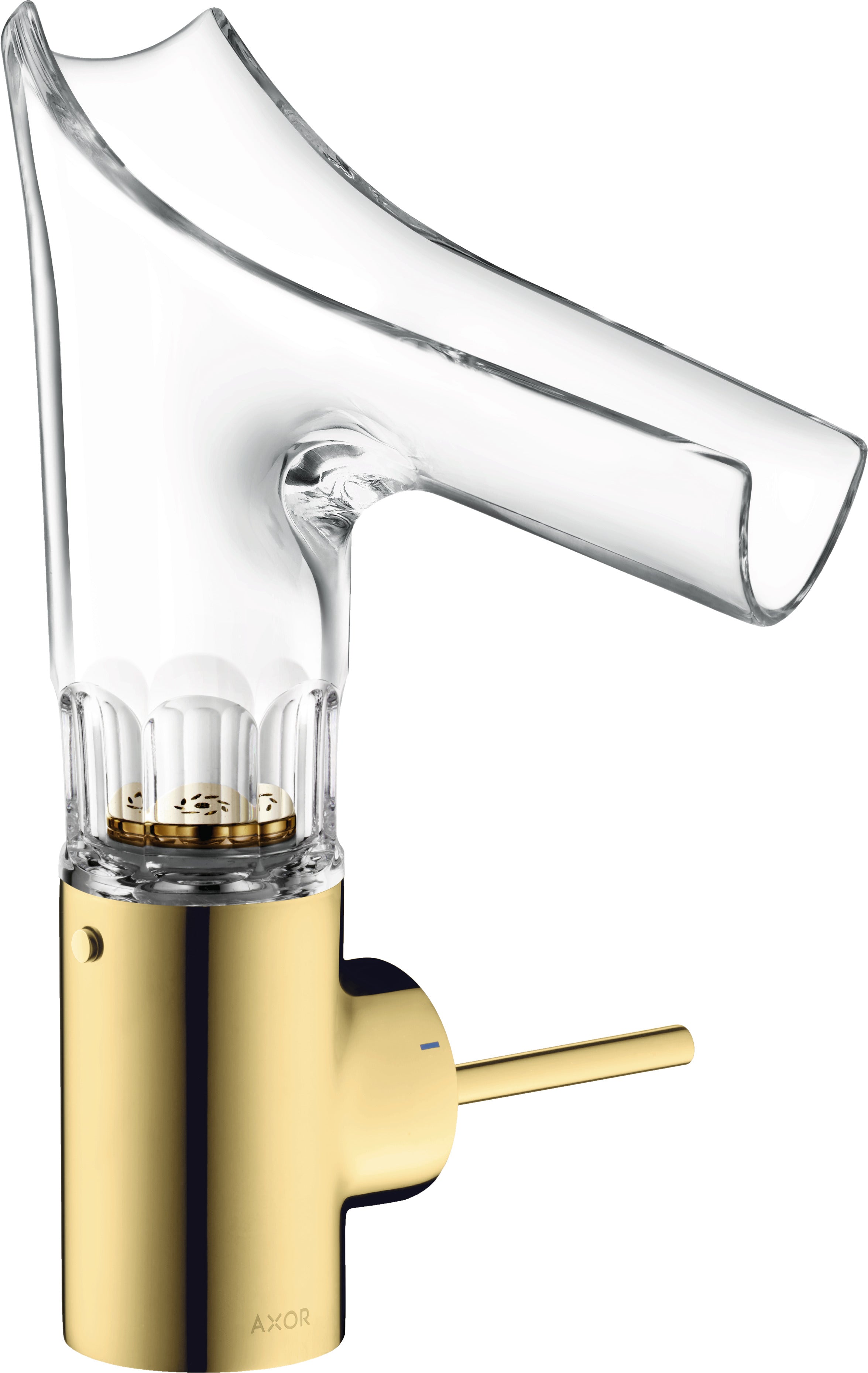 AXOR Starck V Single lever basin mixer 140 with glass spout - bevel cut without waste