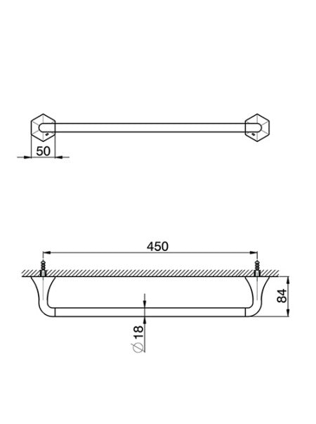 HEXA - Towel Bar 450mm