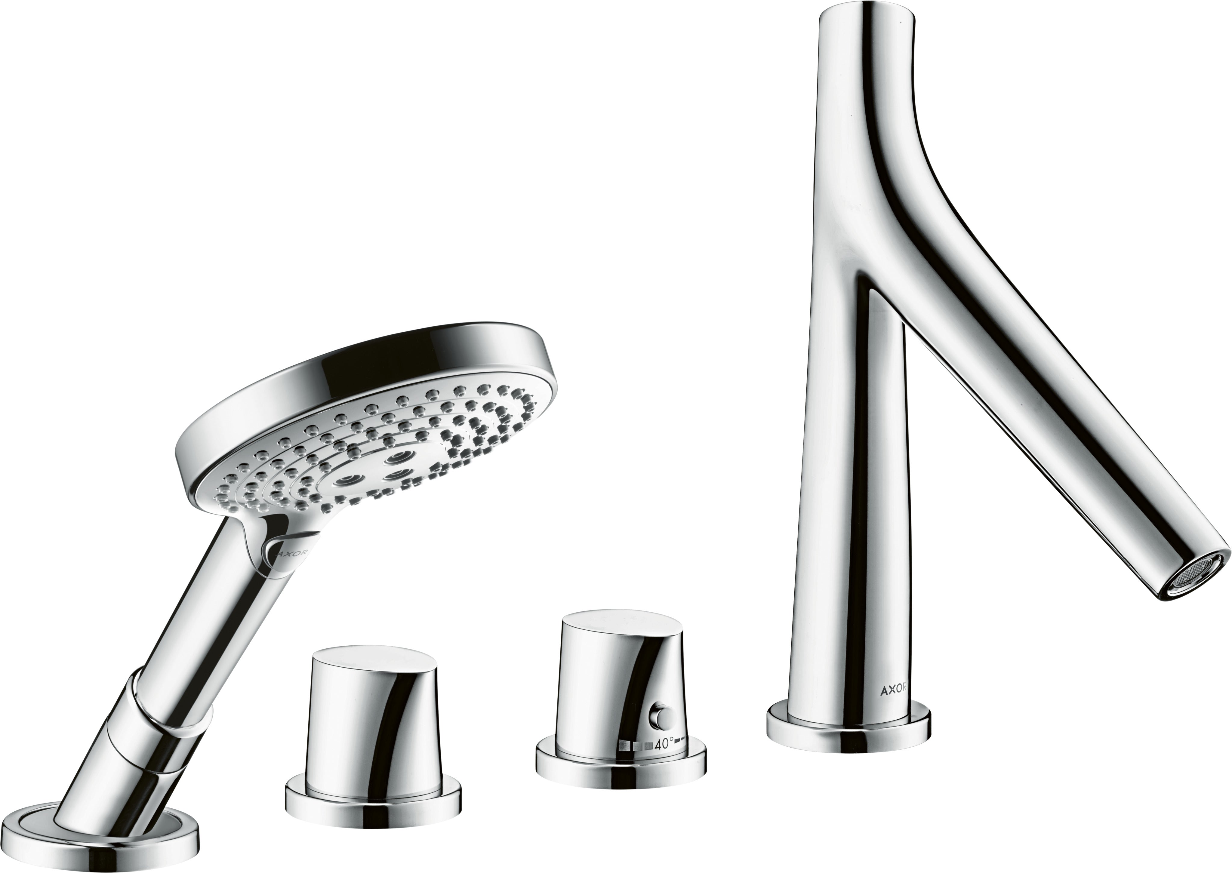 AXOR Starck Organic 4-hole rim-mounted thermostatic bath mixer