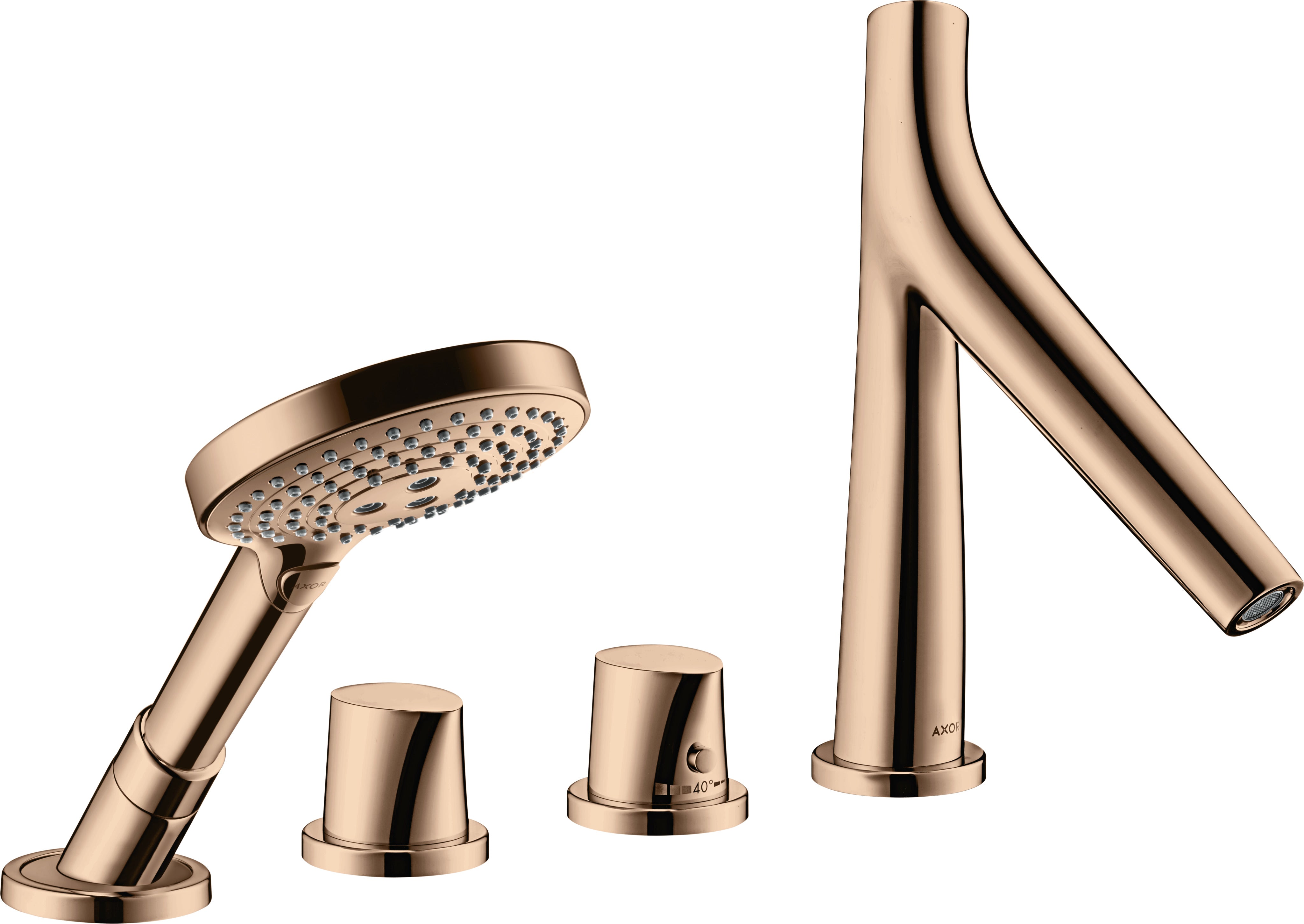 AXOR Starck Organic 4-hole rim-mounted thermostatic bath mixer