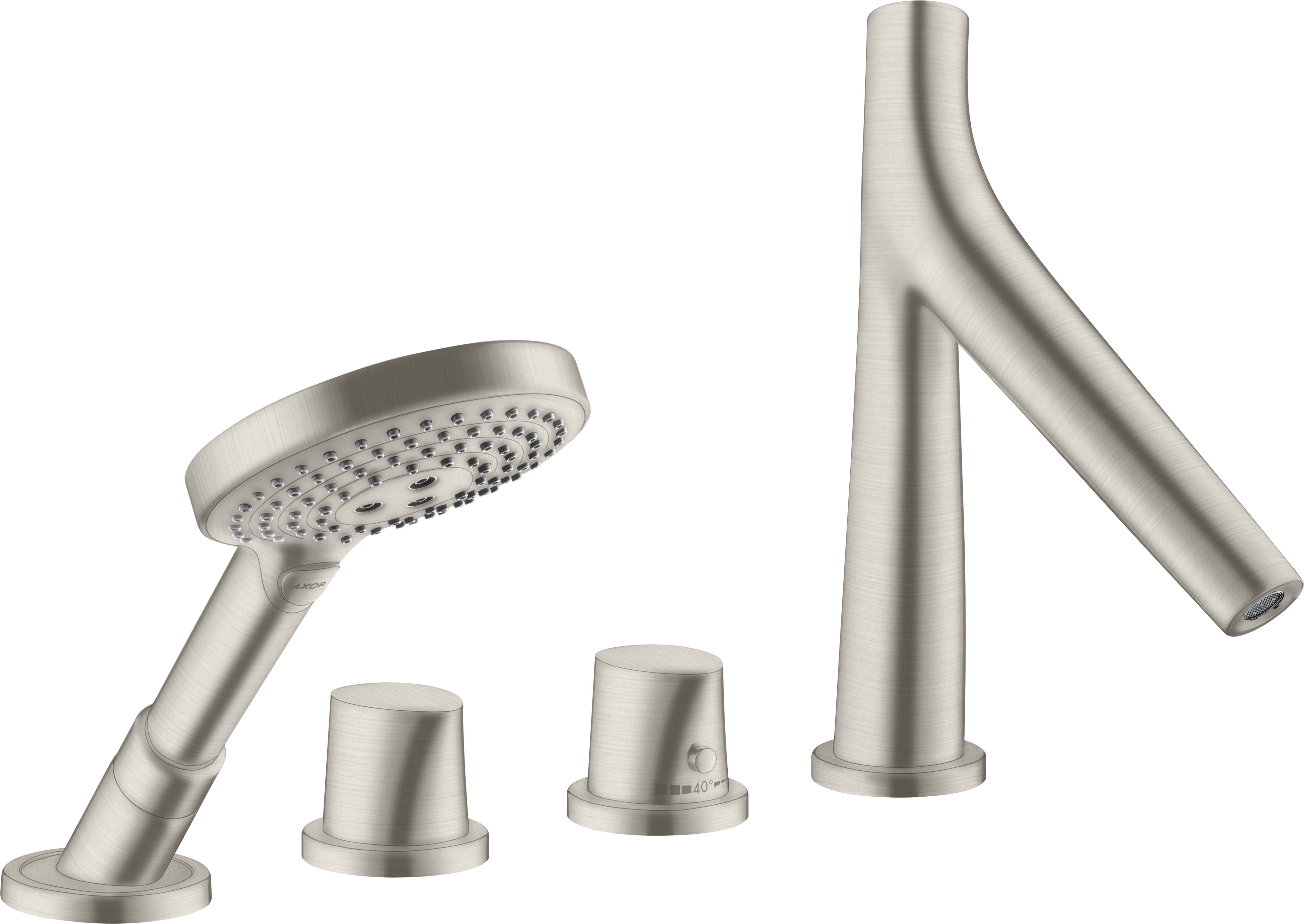 AXOR Starck Organic 4-hole rim-mounted thermostatic bath mixer