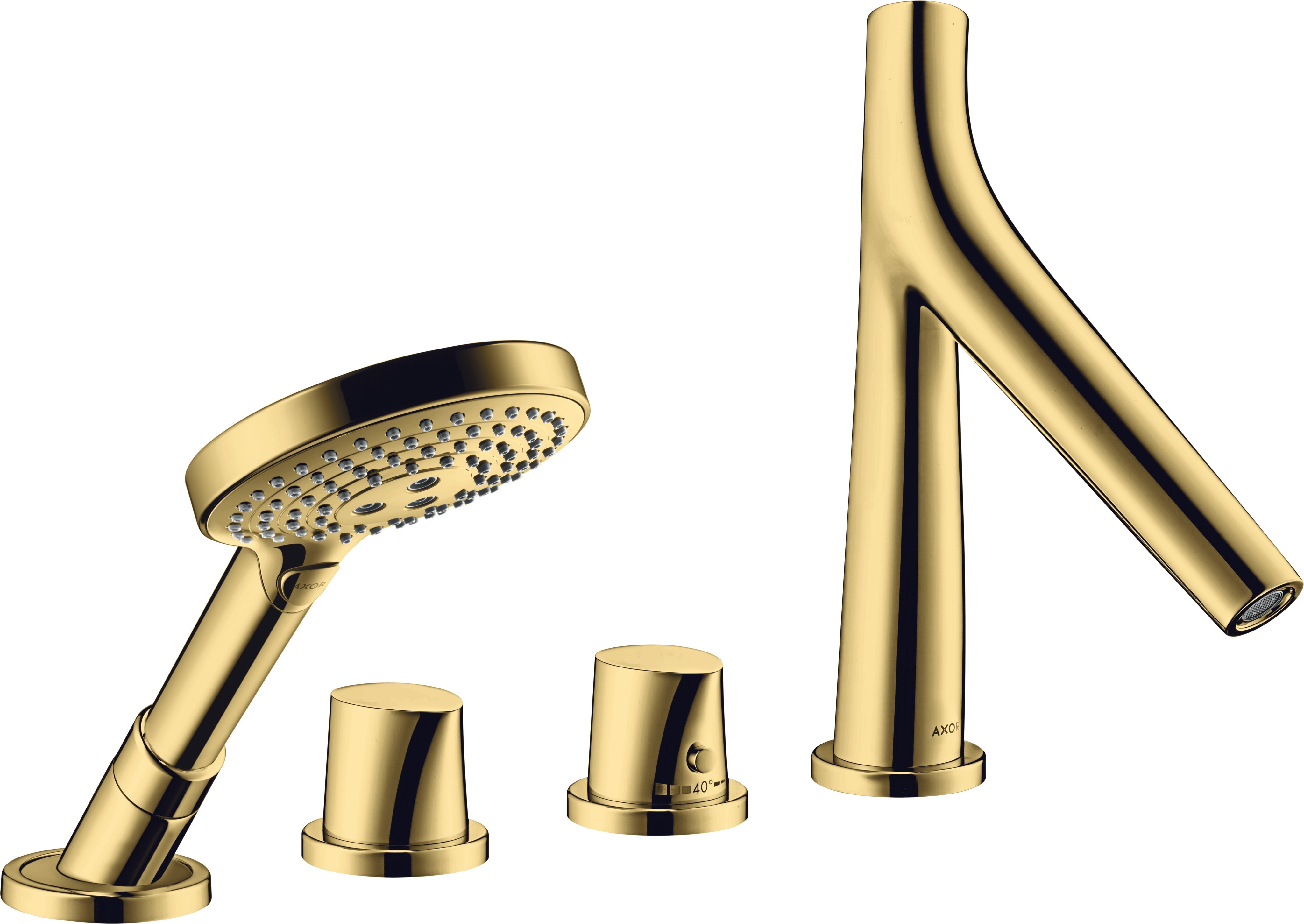 AXOR Starck Organic 4-hole rim-mounted thermostatic bath mixer