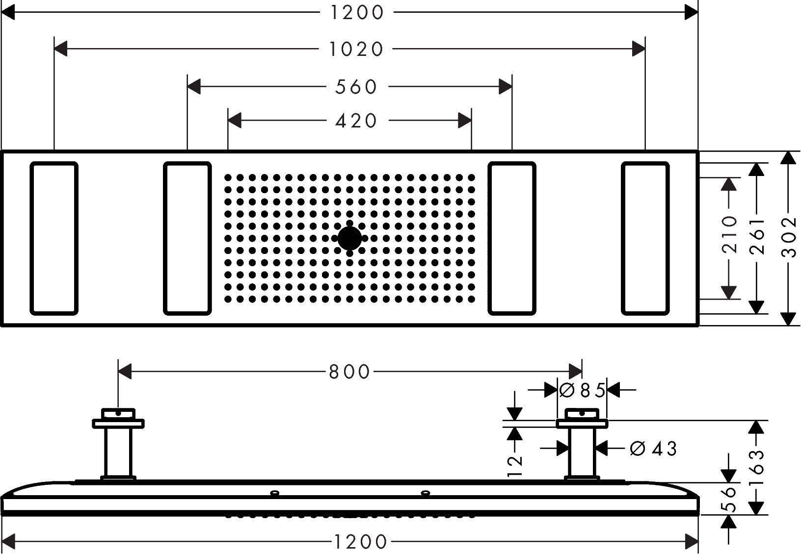 AXOR ShowerSolutions ShowerHeaven 1200/300 4jet with light module 3500 K