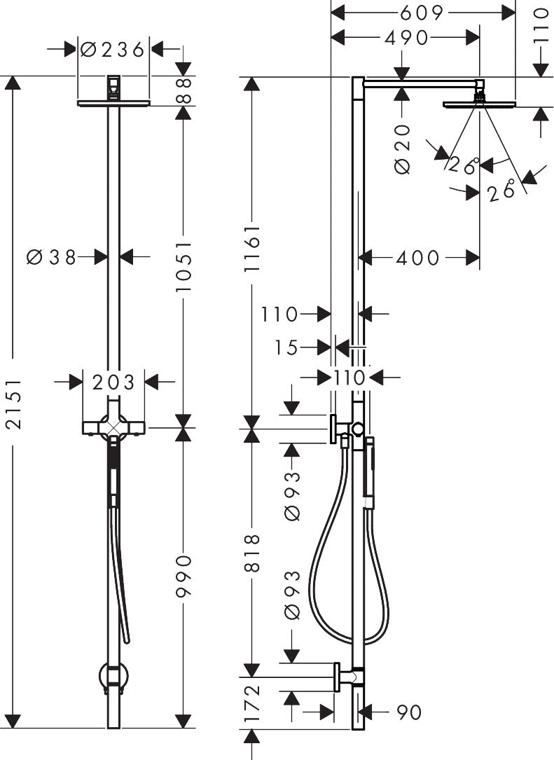 AXOR Starck Shower column with hand shower