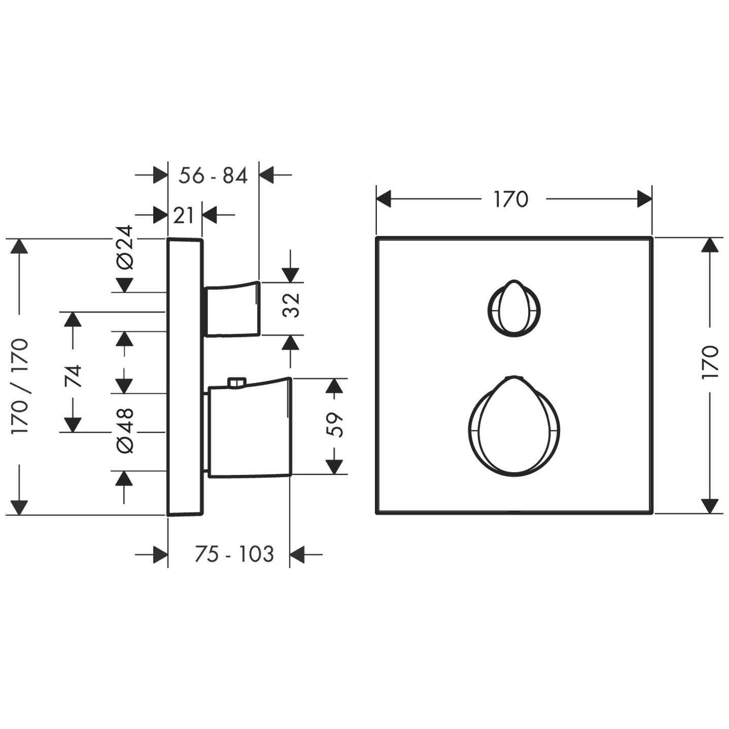 AXOR Starck Organic Thermostatic mixer for concealed installation with shut-off valve