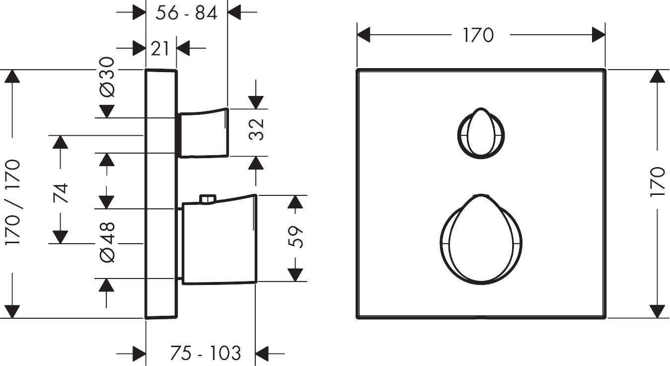 AXOR Starck Organic Thermostatic mixer for concealed installation with shut-off / diverter valve