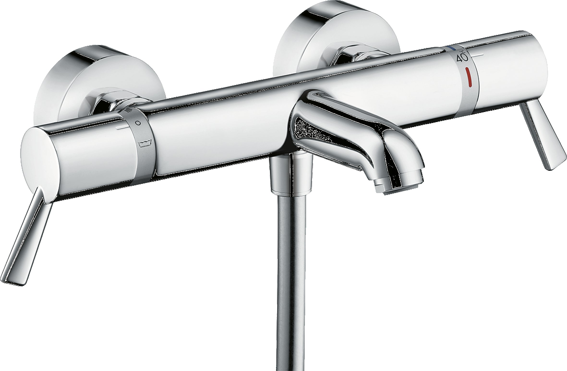 Ecostat Comfort Thermostatic bath mixer Care for exposed installation with extra long handles