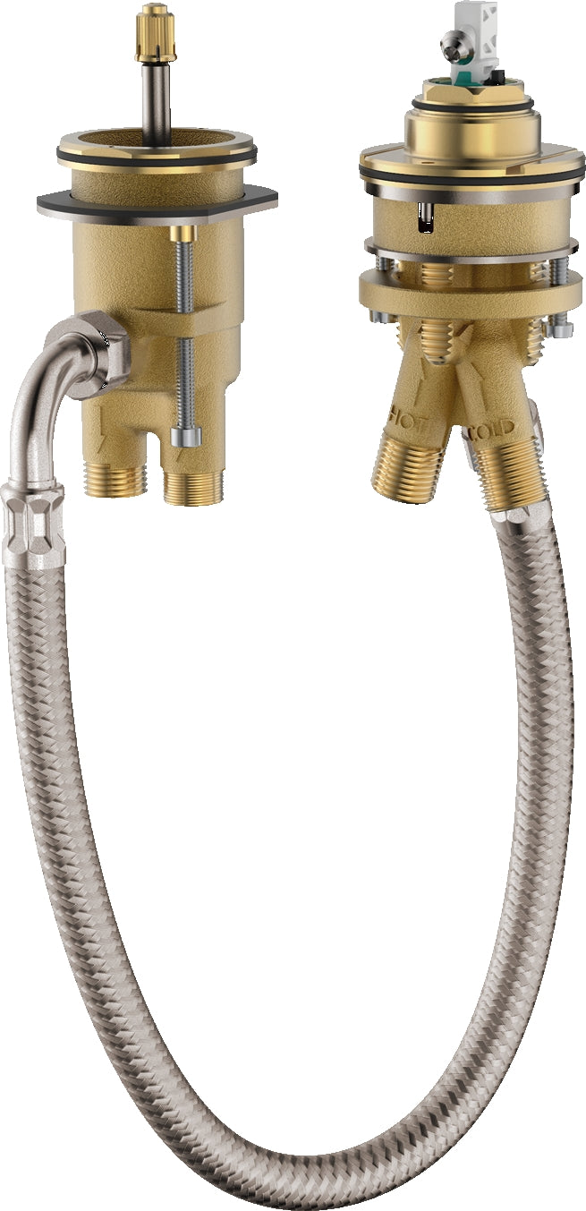 Basic set for 2-hole rim-mounted bath mixer