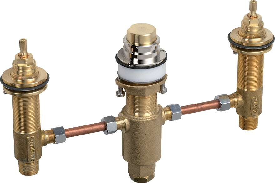 Basic set for 3-hole rim-mounted bath mixer