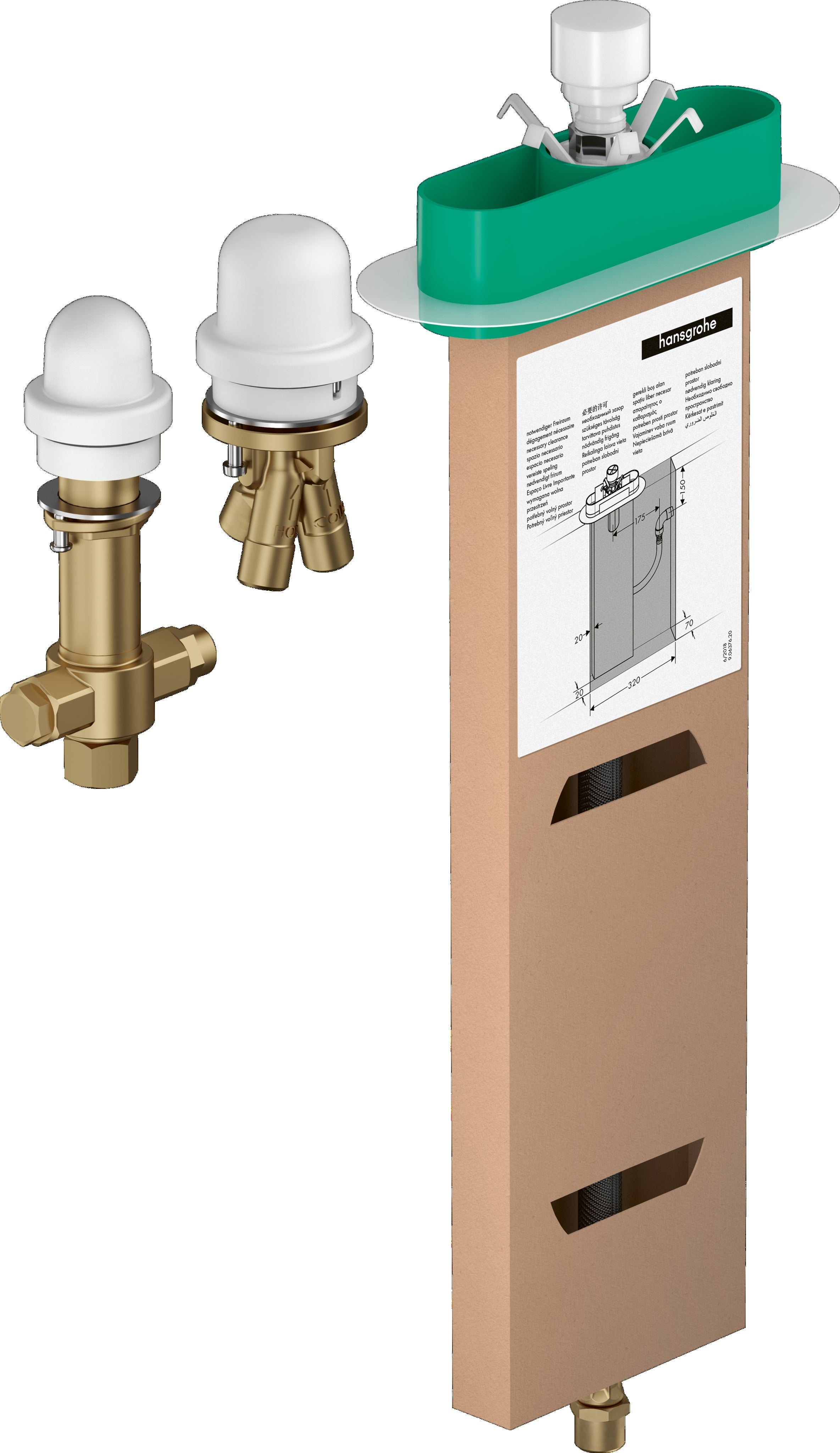 Basic set for 3-hole rim mounted single lever bath mixer