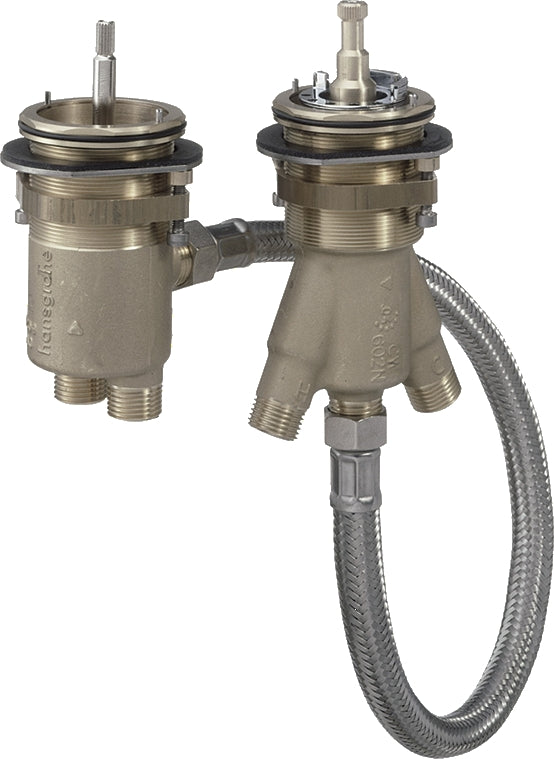 Basic set for 2-hole rim-mounted thermostatic bath mixer