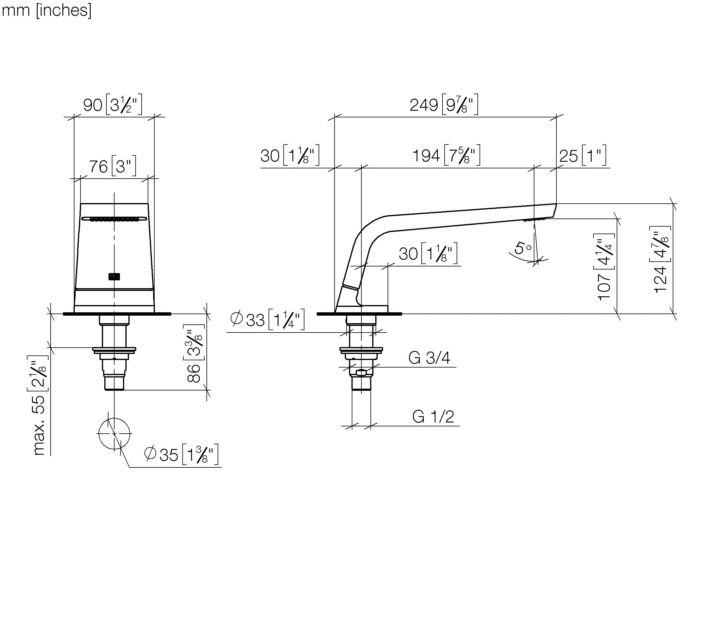 Cl 1 Bath Spout Without Diverter For Deck Mounting Chrome