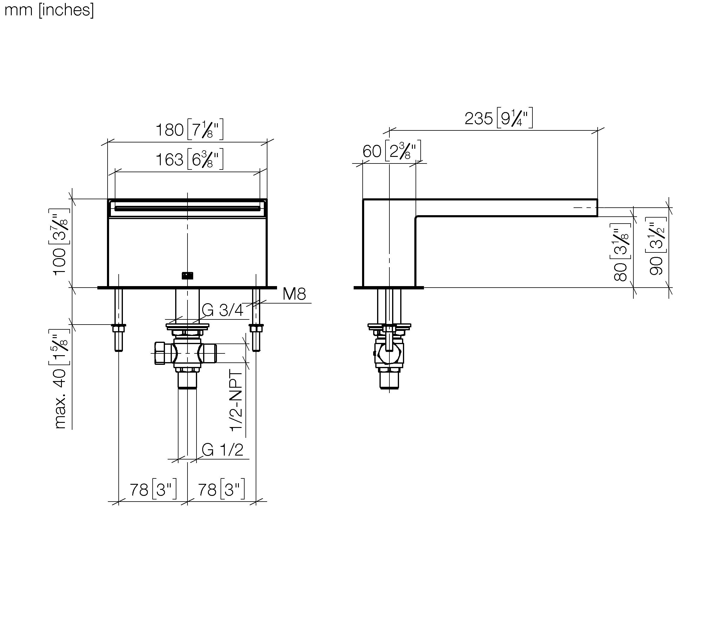 Mem Bath Cascade Spout Without Diverter For Deck Mounting Chrome