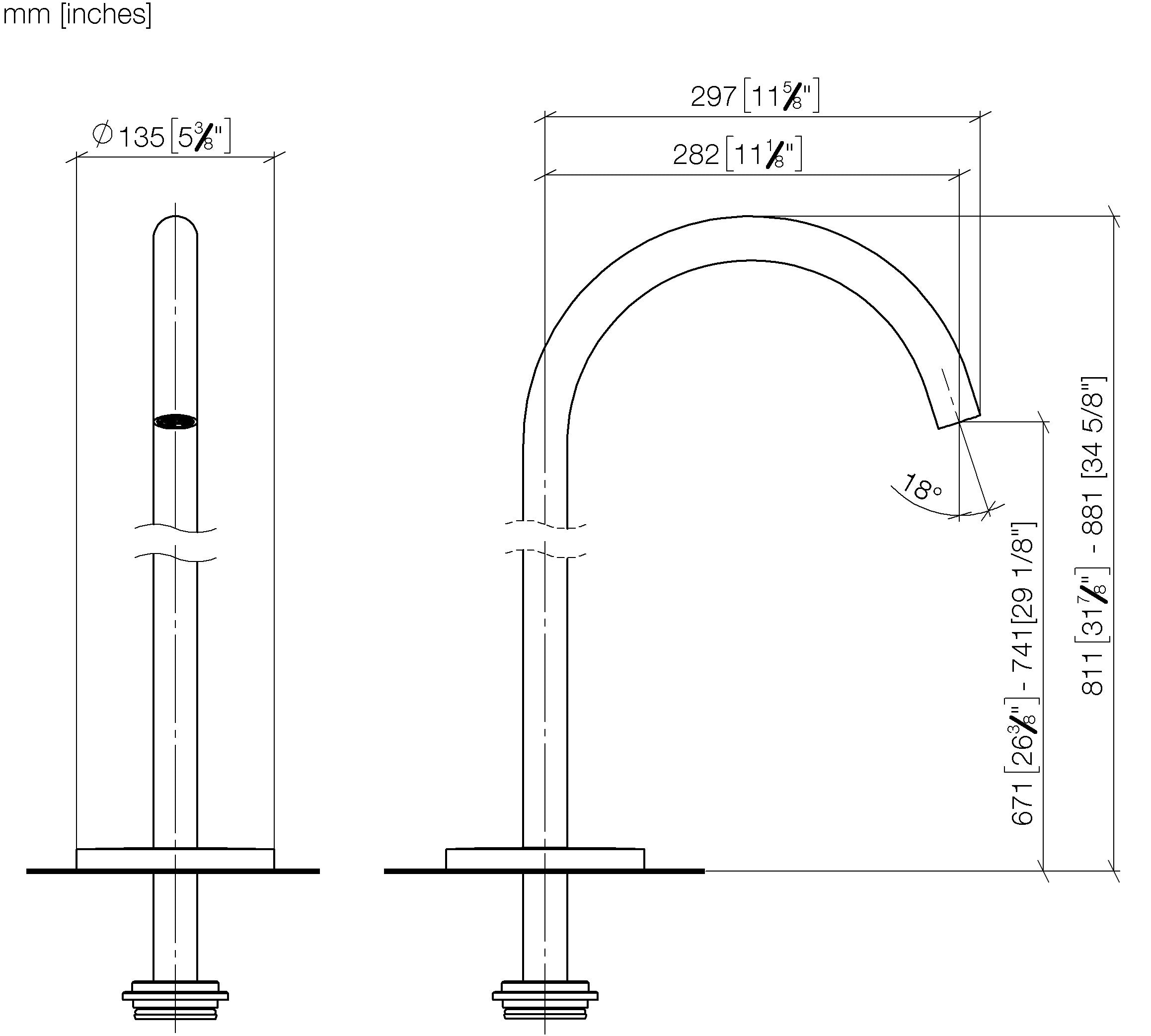 Meta Bath Spout Without Diverter For Free Standing Assembly Chrome