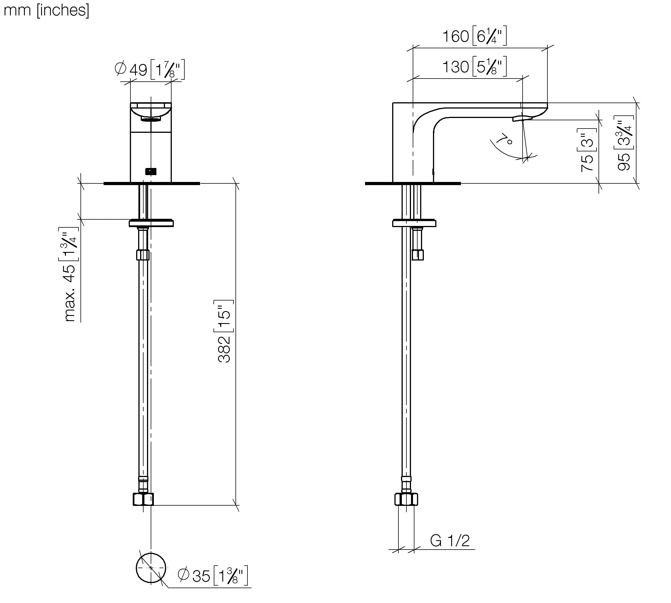 Liss Deck Mounted Basin Spout Without Pop Up Waste Chrome