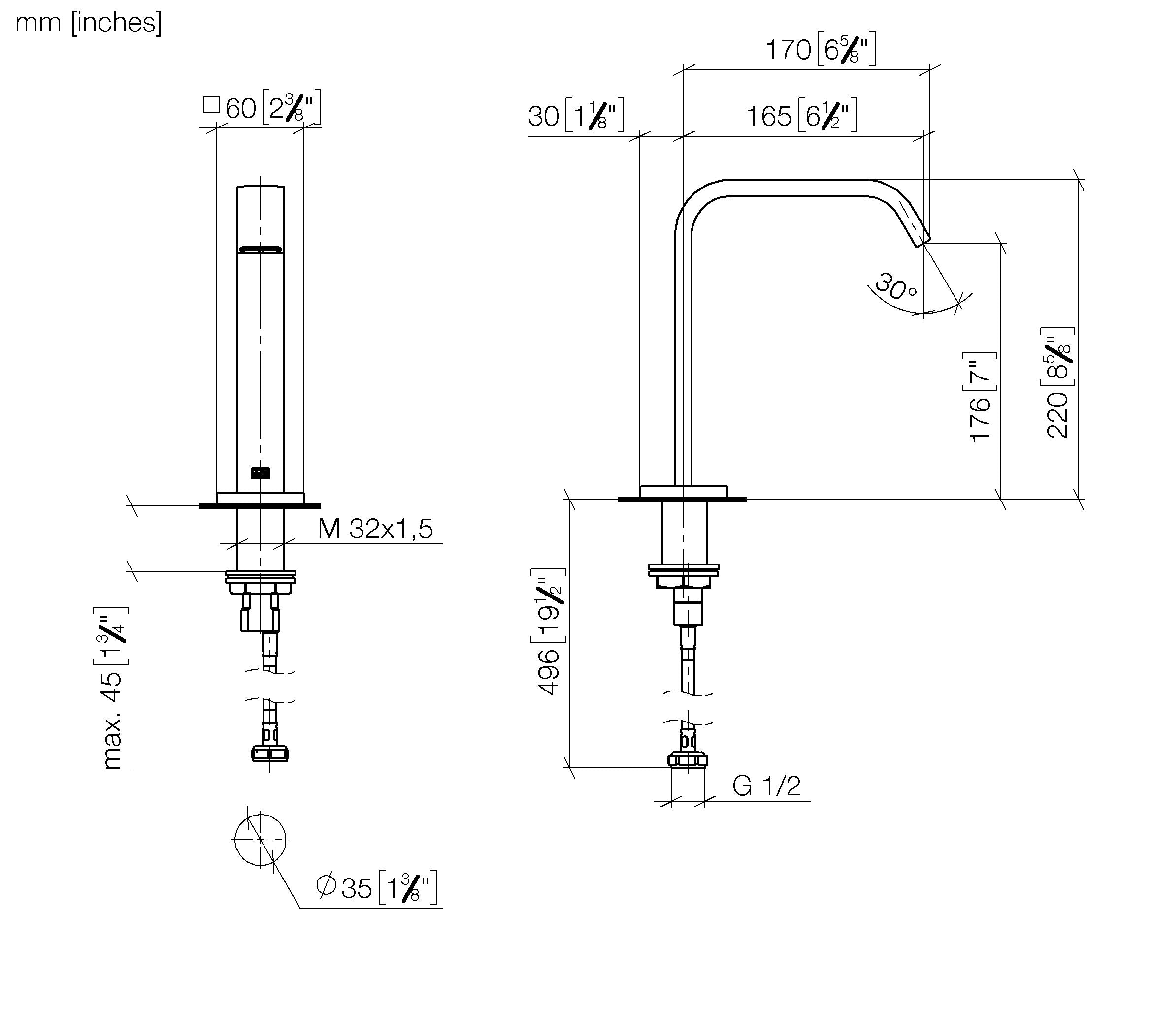 Imo Deck Mounted Basin Spout Without Pop Up Waste Chrome