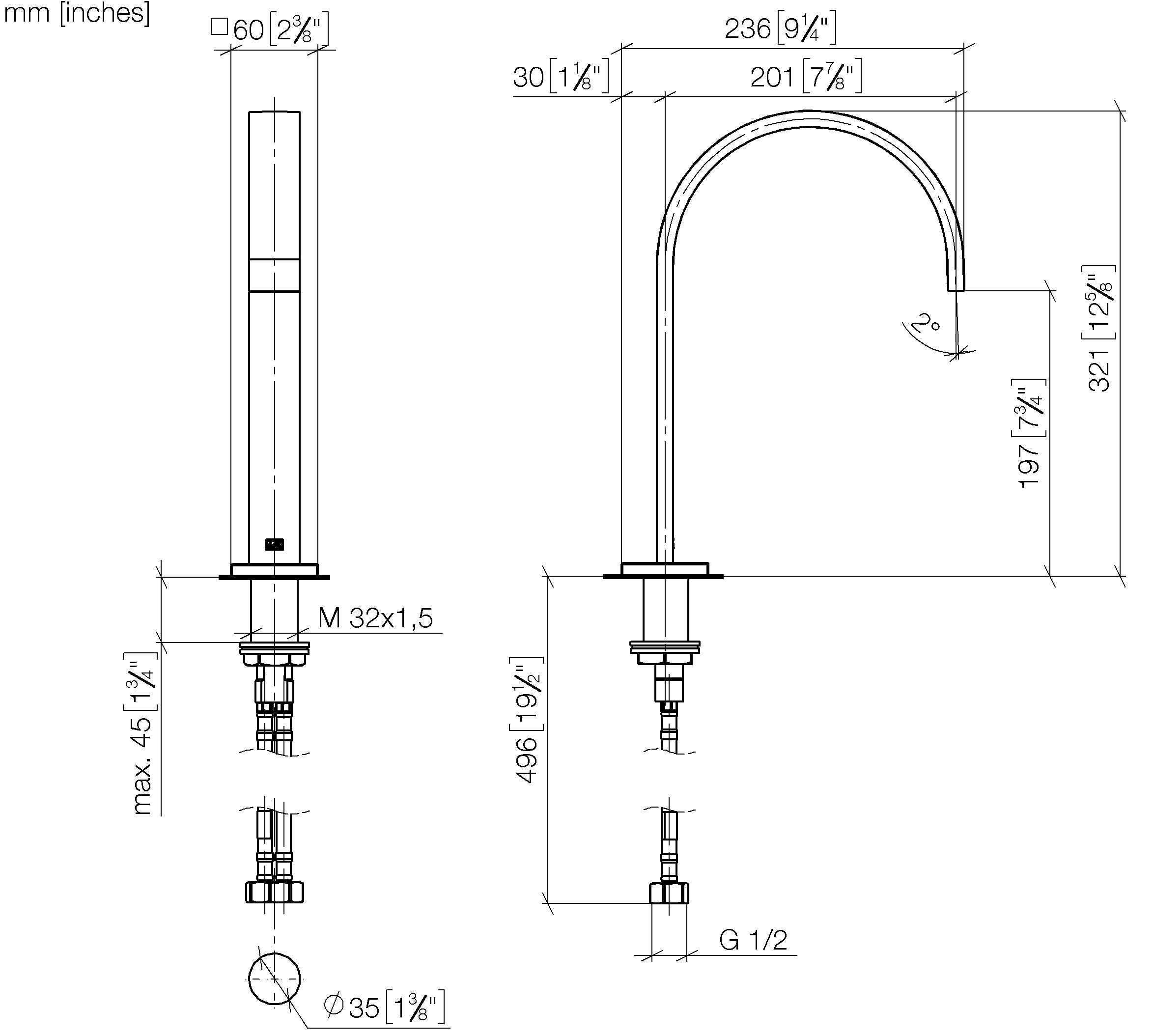 Mem Deck Mounted Basin Spout Without Pop Up Waste Chrome