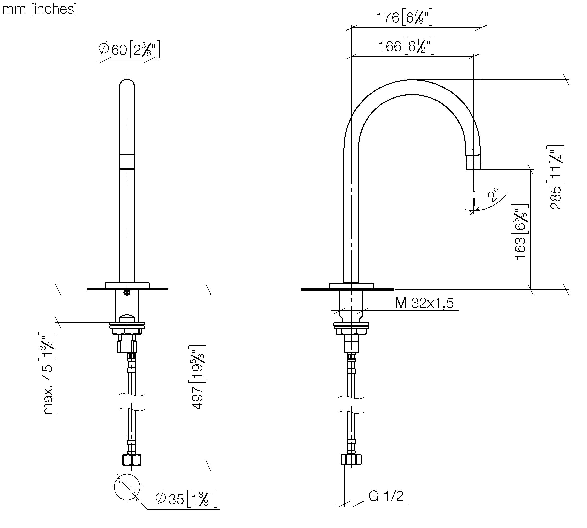 Deck Mounted Basin Spout Without Pop Up Waste Chrome