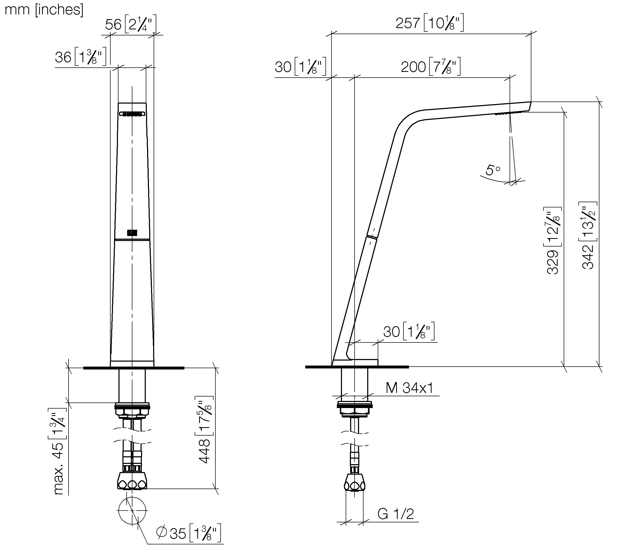 Cl 1 Deck Mounted Basin Spout Without Pop Up Waste Chrome III